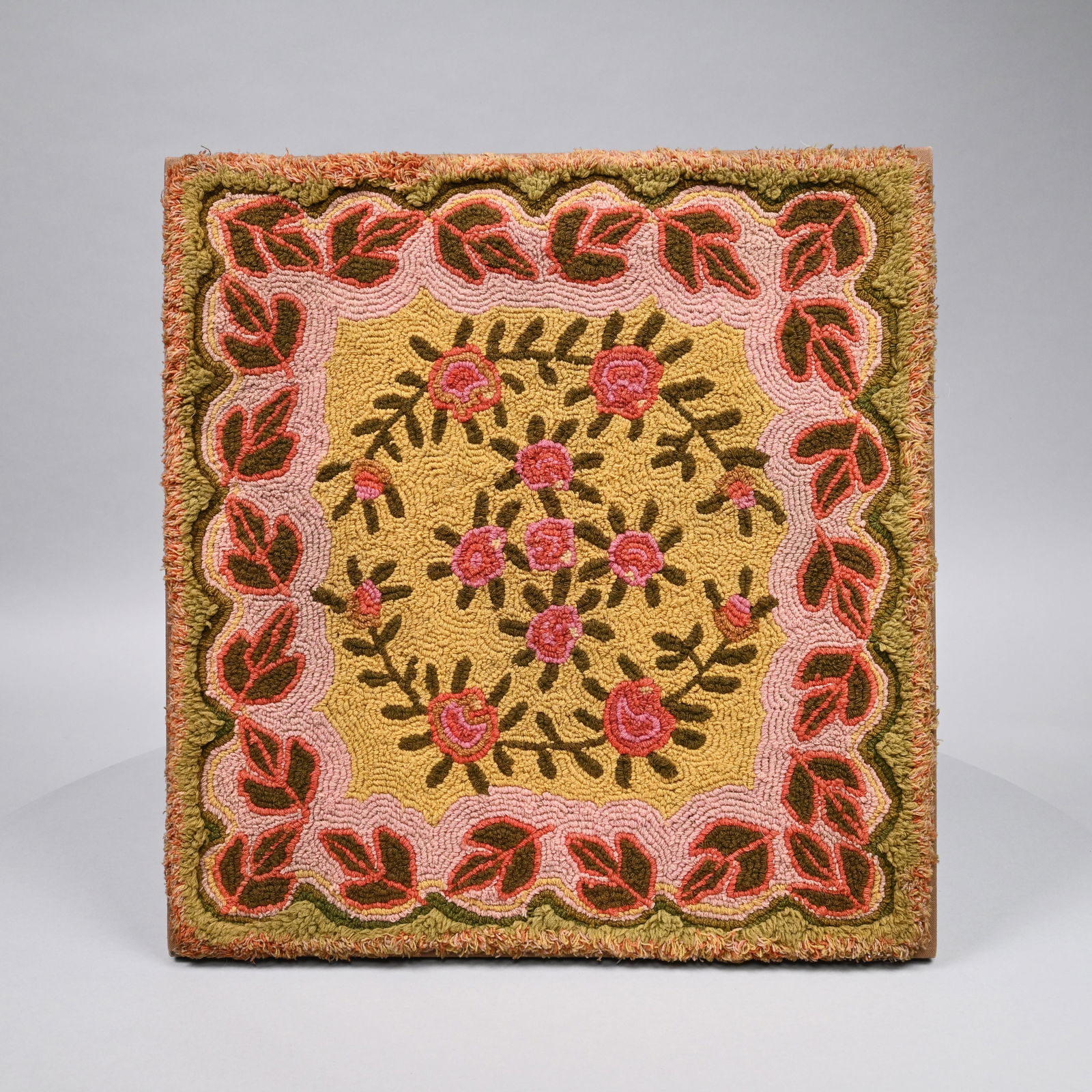 American Floral Hooked and Sheared Rag Rug (1 of 2)