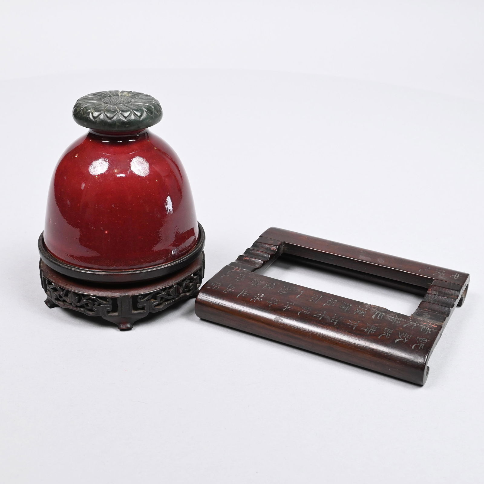 Chinese Porcelain Inkwell and Wood Quill Holder (1 of 10)