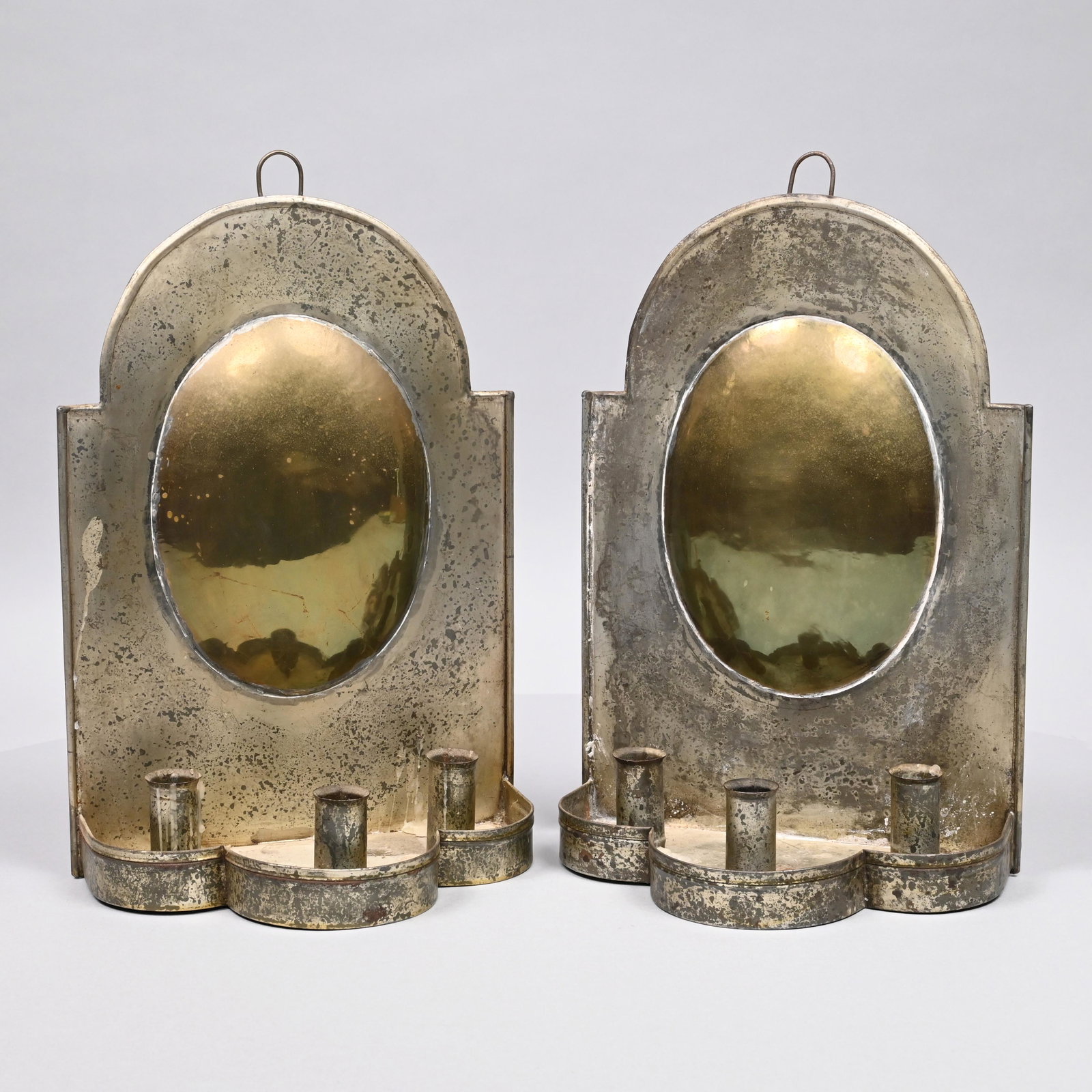 Pair of Brass Three-Light Wall Sconces (1 of 7)