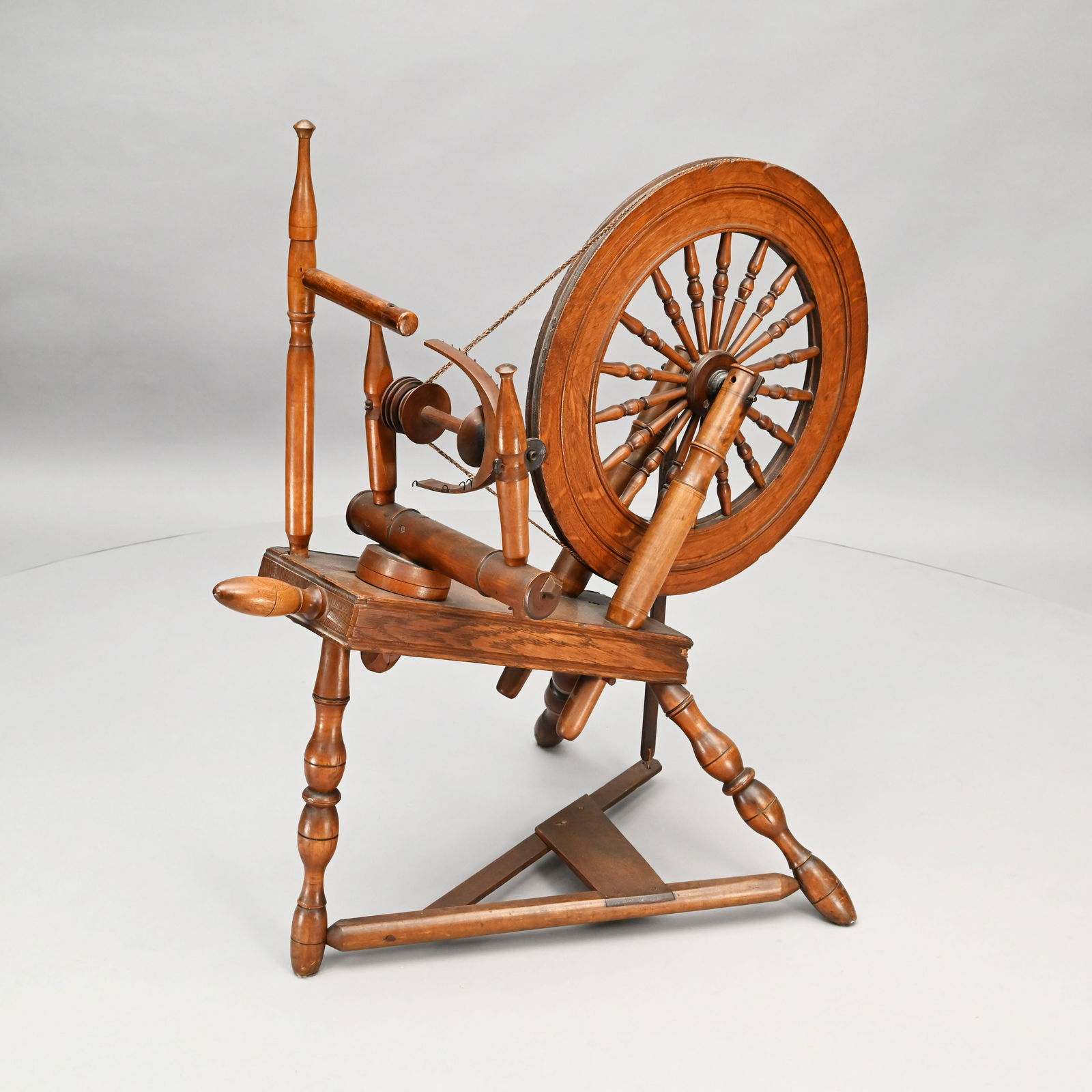 19th Century Maple and Oak Flax Wheel (1 of 4)