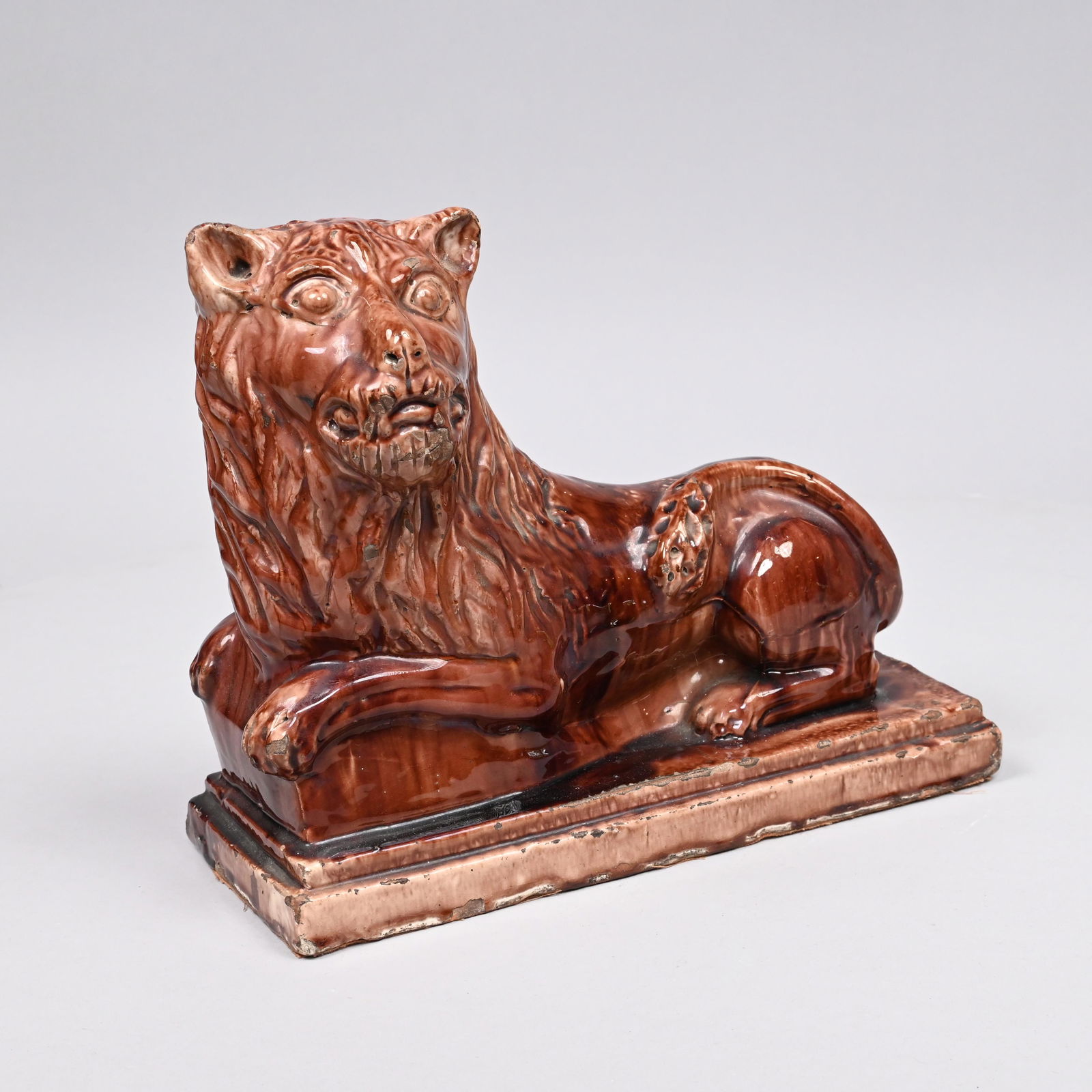 Continental Glazed Pottery Figure of a Lion (1 of 8)