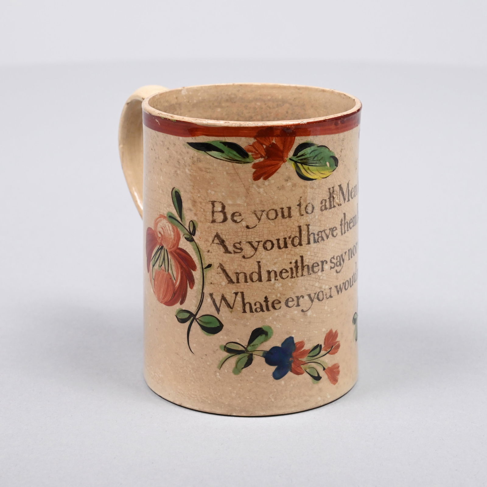English Pearlware Enamel-Decorated Mug, 1810-20 (1 of 5)