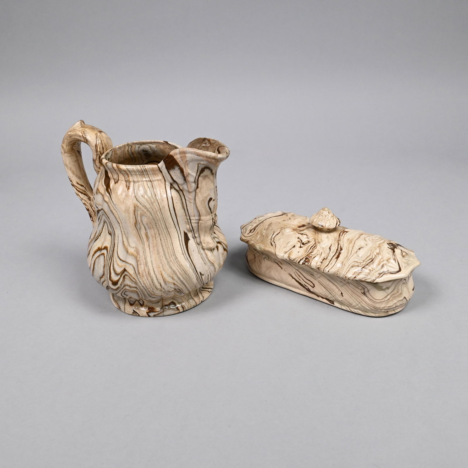 Rare USPC Scroddled Pitcher, 1853-58 & Toilet Box (1 of 12)