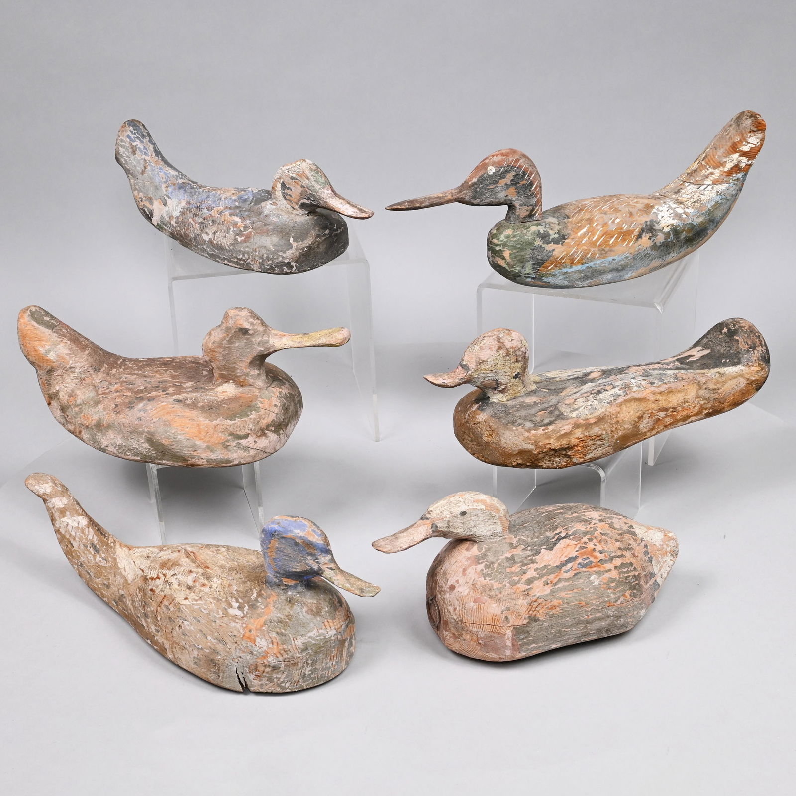Lot of Six Carved and Paint Decorated Duck Decoys (1 of 19)