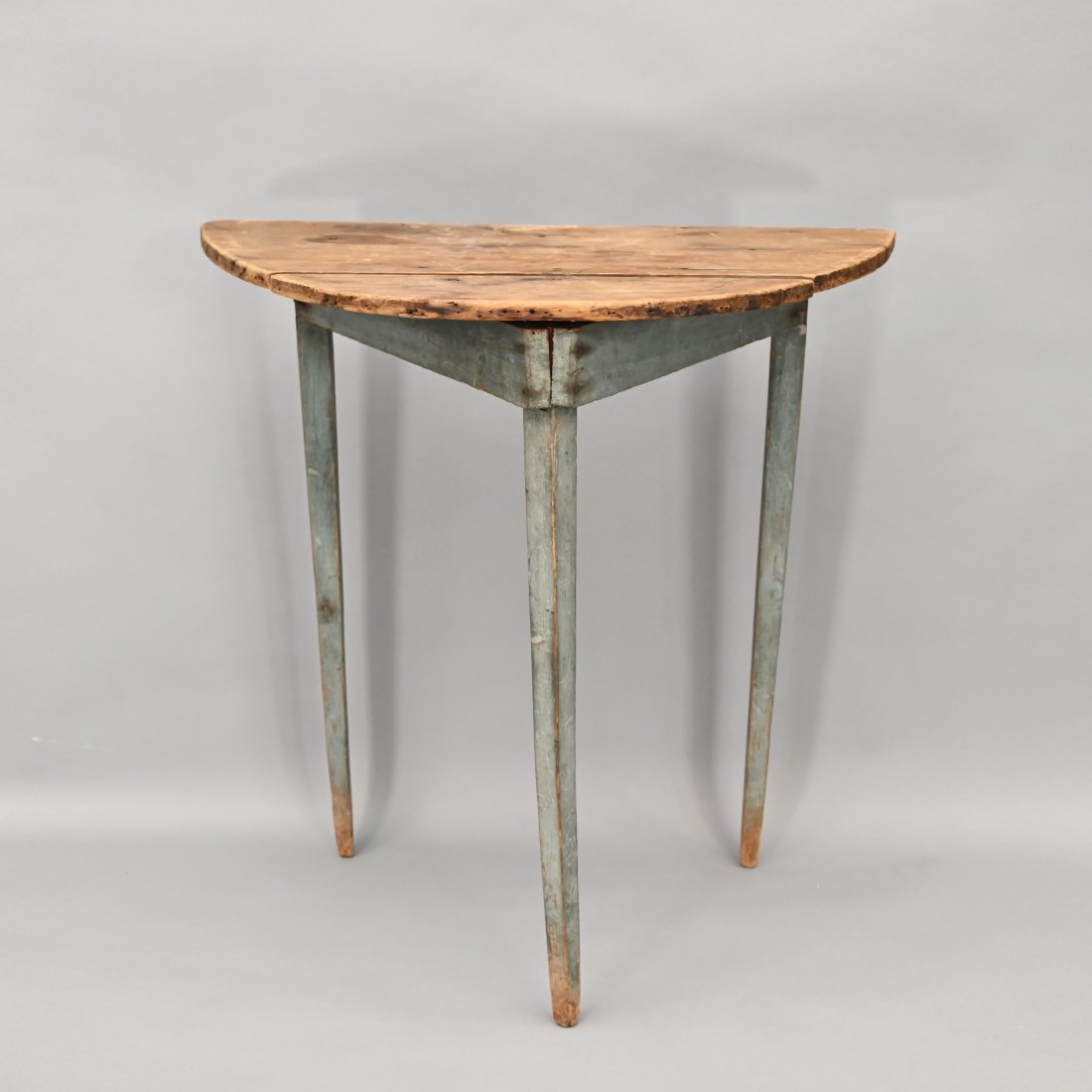 New England Pine Demilune Table in Blue Paint (1 of 7)