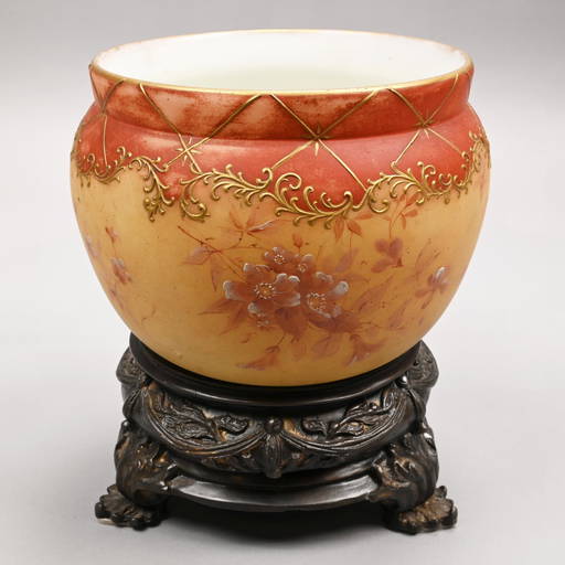 Crown Milano Glass Jardiniere,mt. Washington Glass