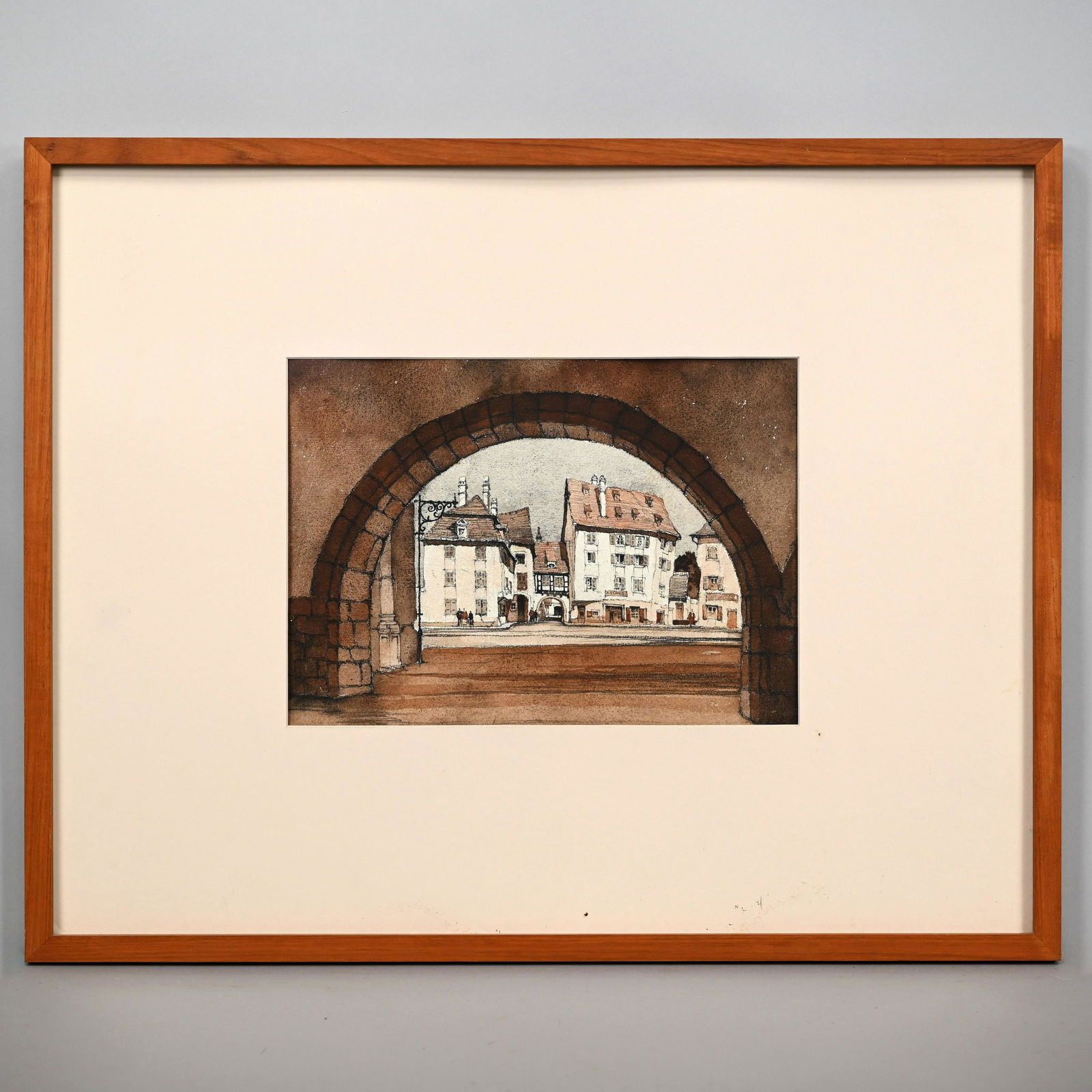 Samuel V. Chamberlain - "Vista in Clomar": Samuel Chamberlain (American, 1895-1975). "Vista in Clomar," Twentieth Century. Watercolor (ink washes) on heavy weight paper (10.25 x 14.5 inches, sight). Frame: H: 23.25 in., W: 29.375 in., D: .75 i