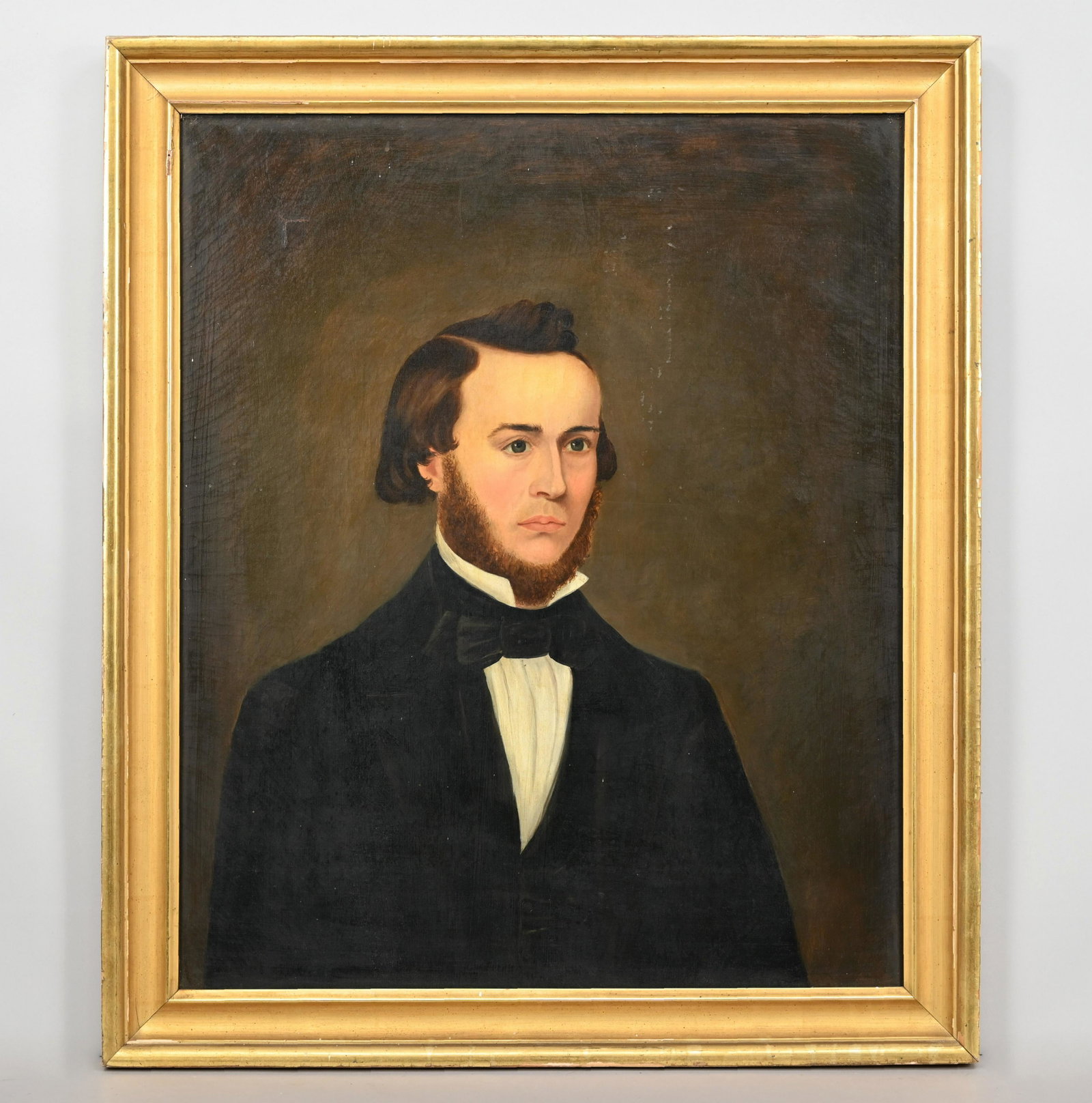 American School - Portrait of a Gentleman: American School. Portrait of a Gentleman, Nineteenth Century. Oil on canvas (30 x 24.875 in.); housed in a giltwood frame. Frame: H: 34.5 in., W: 29.5 in., D: 1.75 in.