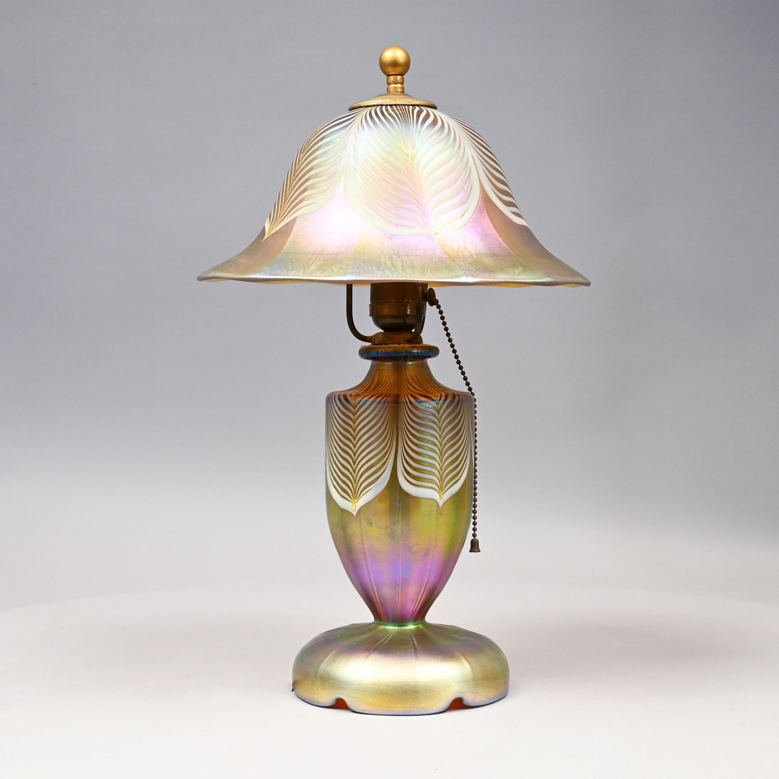 Steuben Gold Aurene 'Pulled Feather' Lamp (1 of 12)