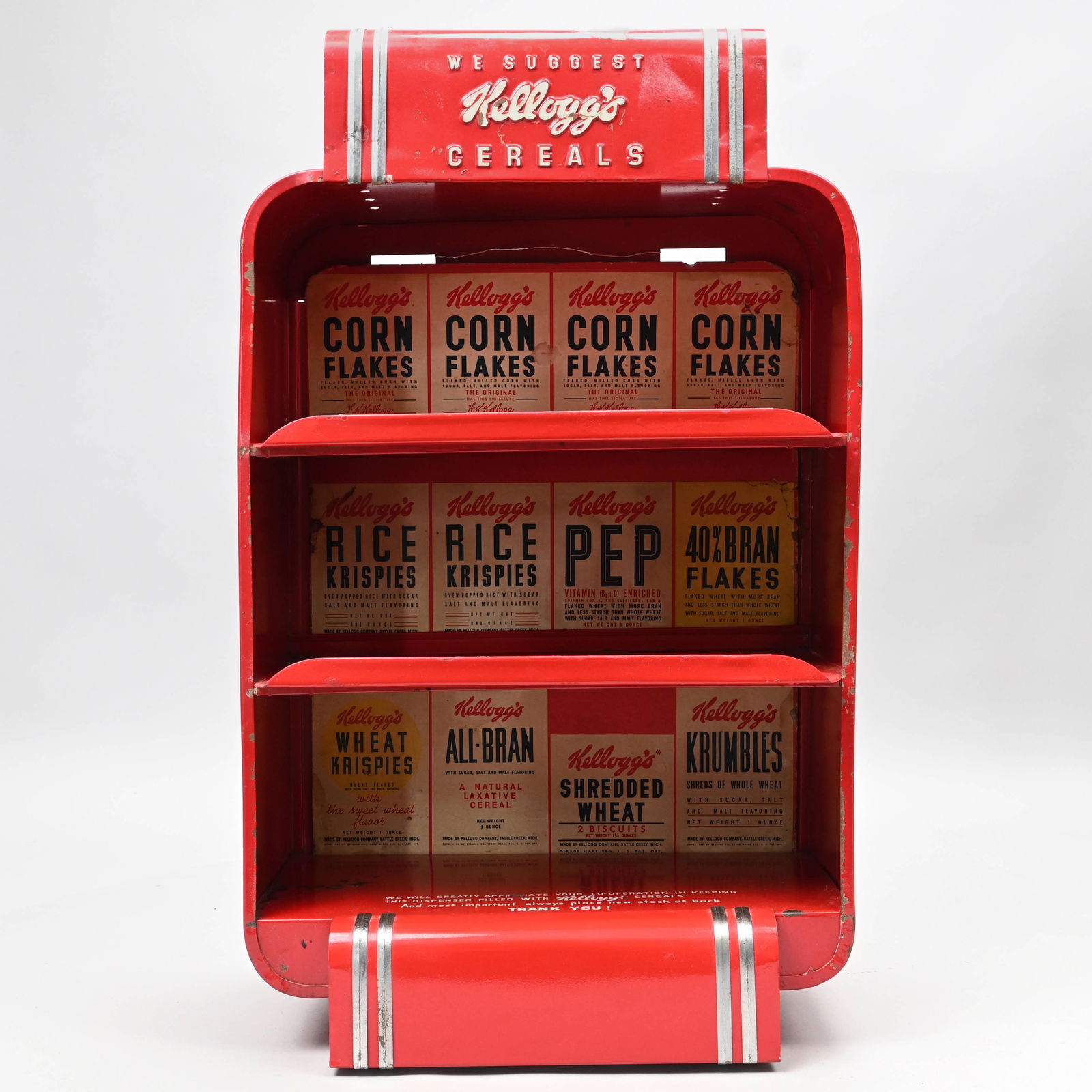Kellogg's Red Metal Cereal Dispenser, 1940's50's Auction