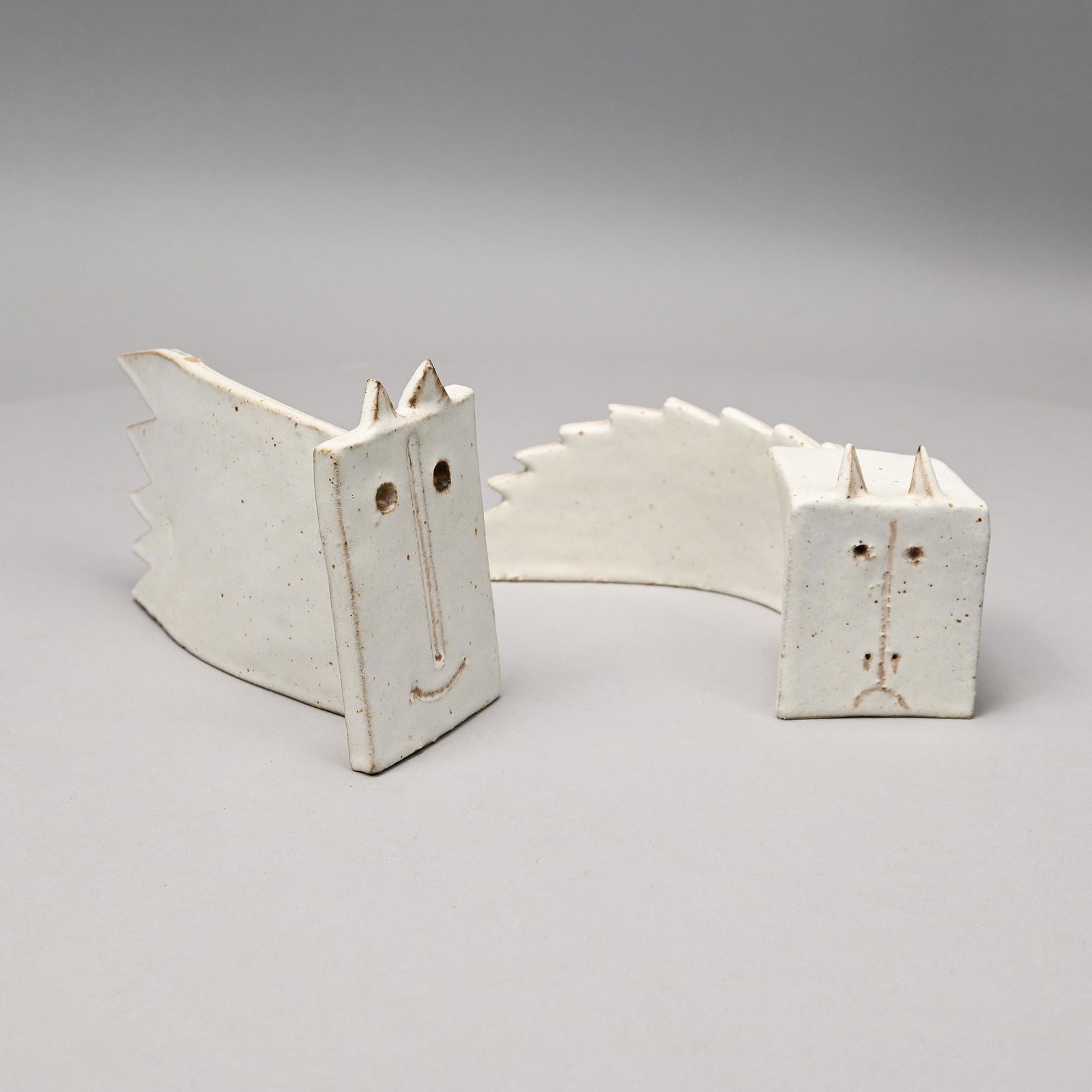 Bruno Gambone-Two Glazed Stoneware"Cat" Sculptures (1 of 13)