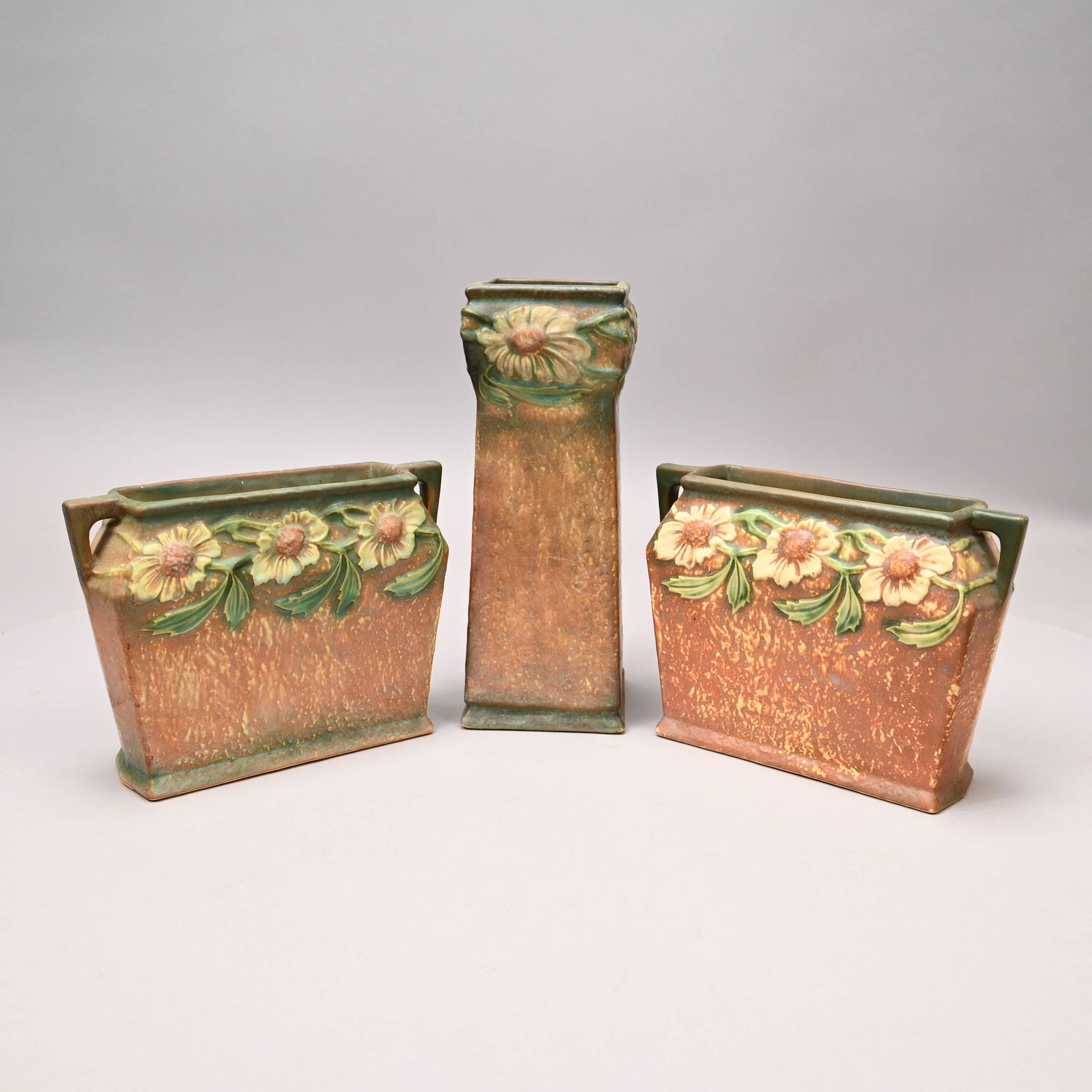 Pair Roseville Pottery 'Dahlrose' Vases & a Single (1 of 11)