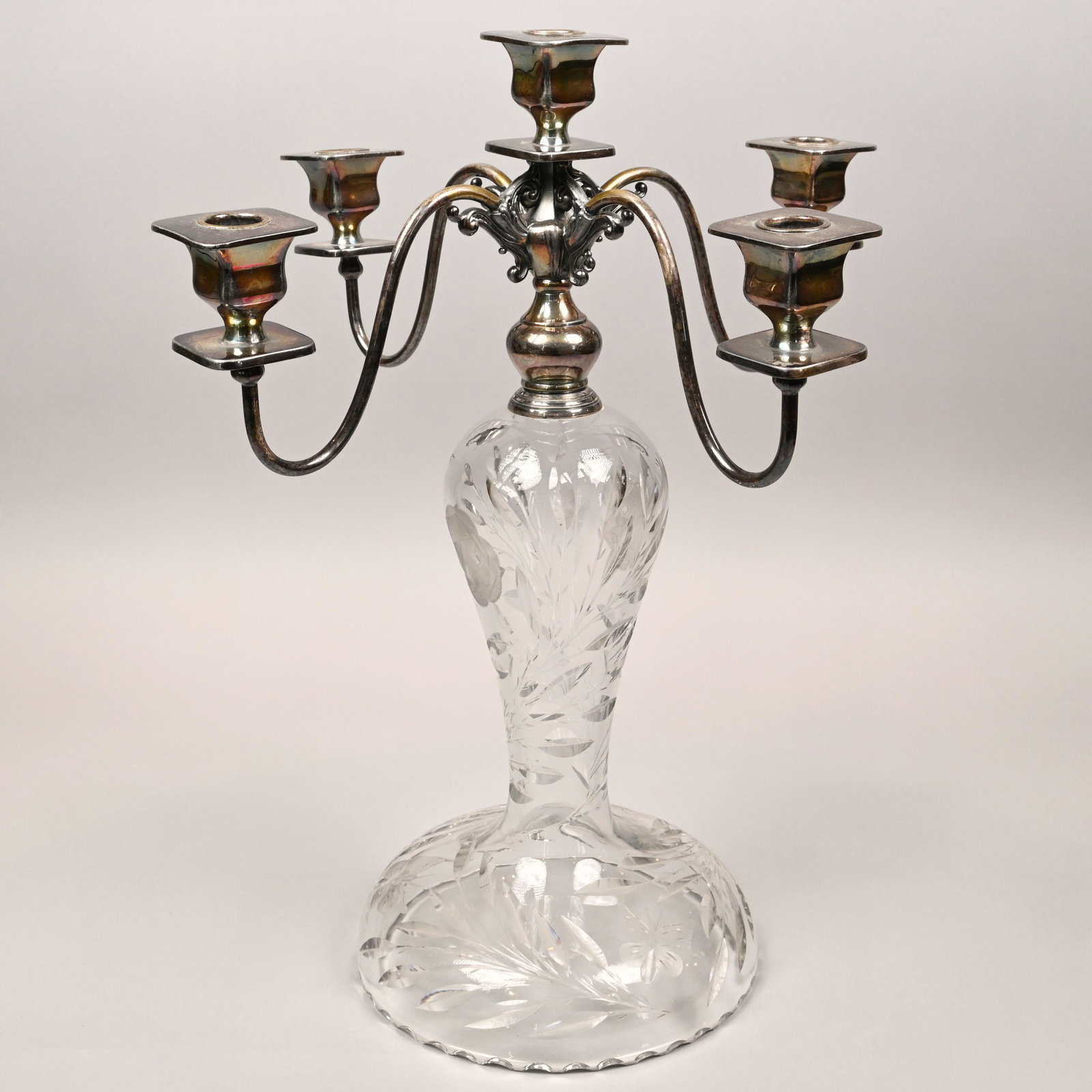 American Cut-Glass and Silverplate Candelabrum (1 of 7)