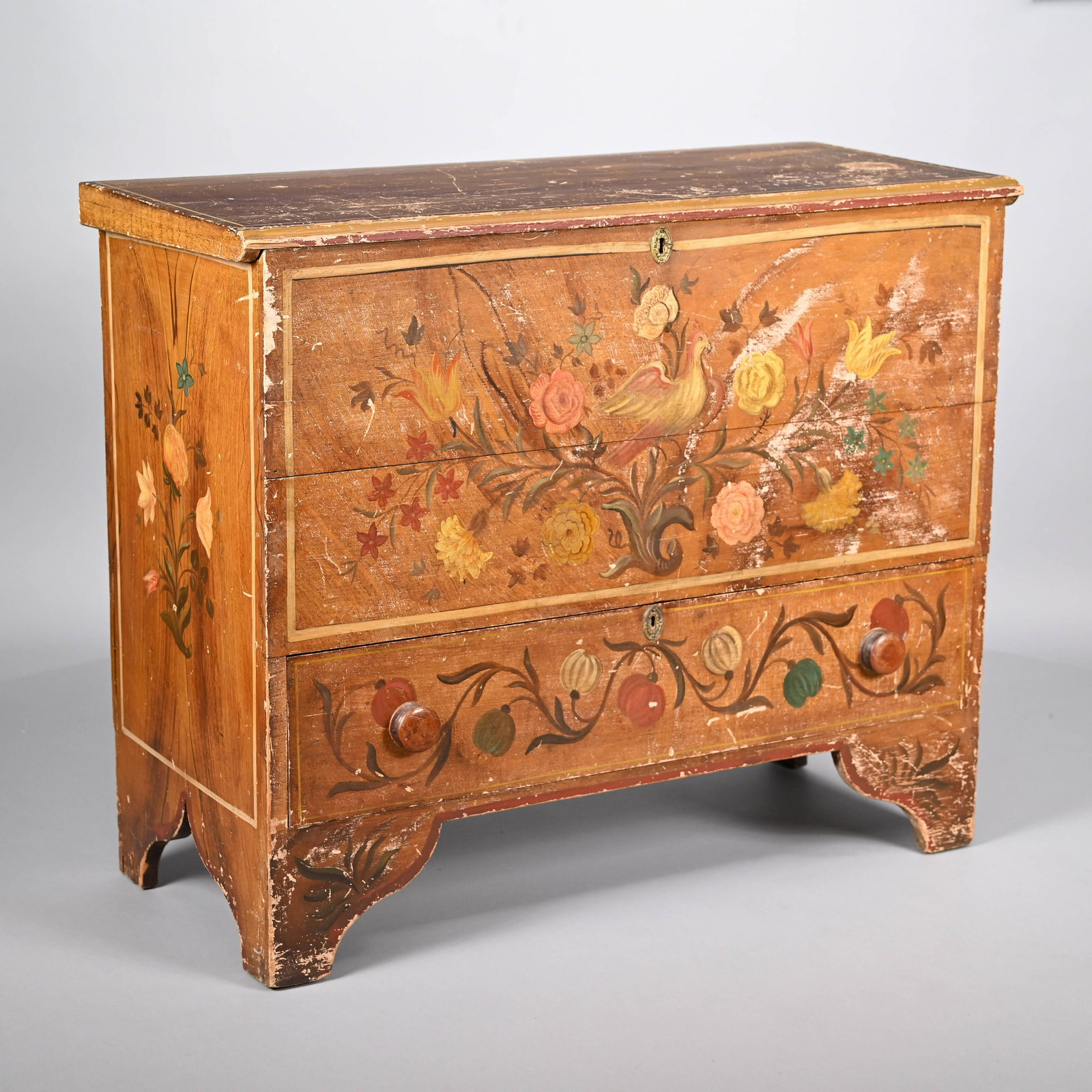 Paint-Decorated Pine & Chestnut Blanket Chest (1 of 9)