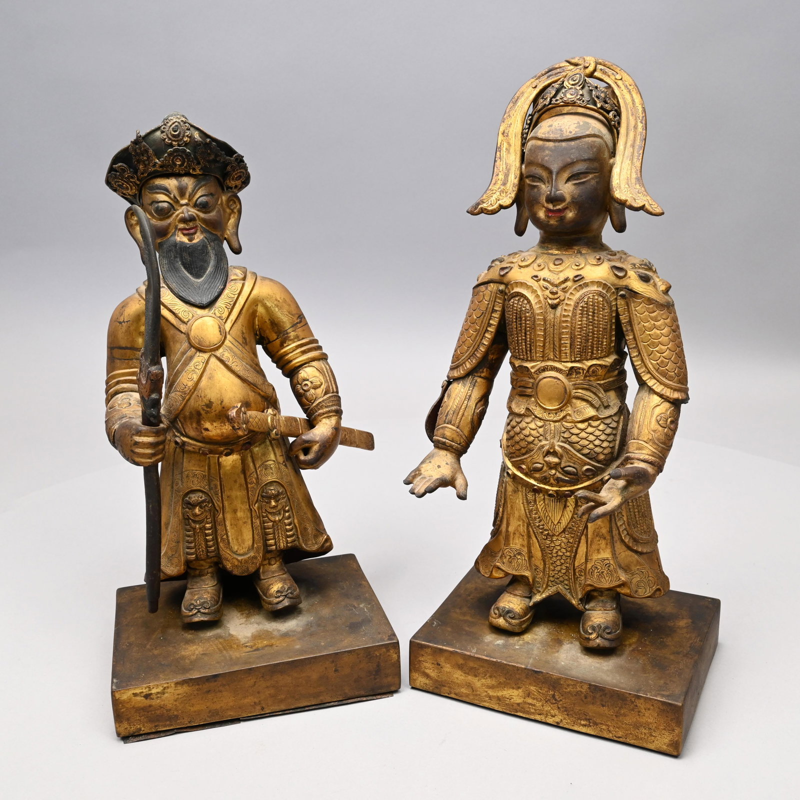 Pair of Chinese Gilt-Metal Figures of Warriors (1 of 14)