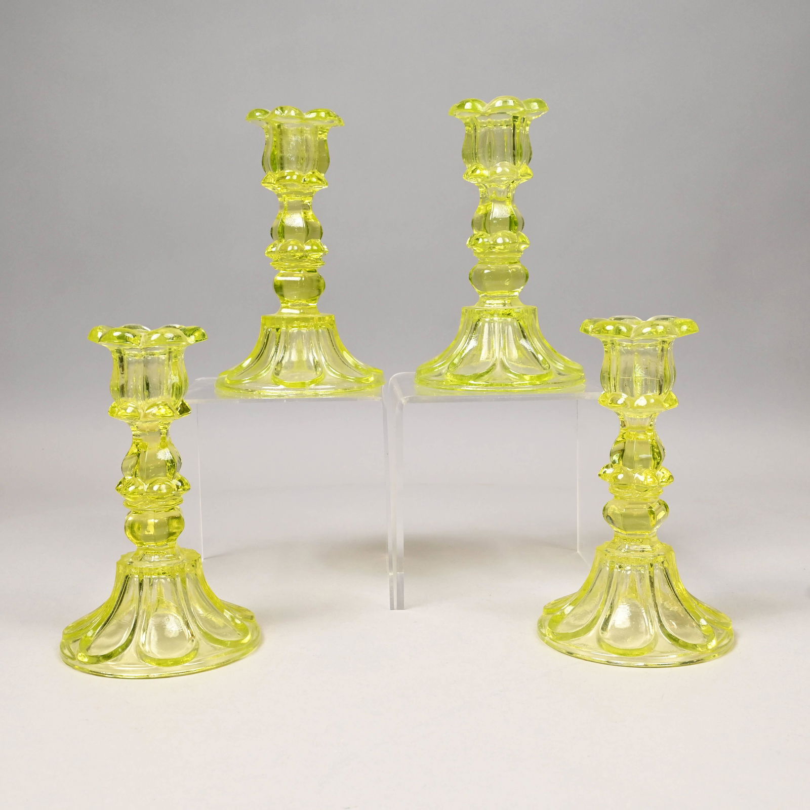 Four Boston & Sandwich 'Petal & Loop' Candlesticks (1 of 10)