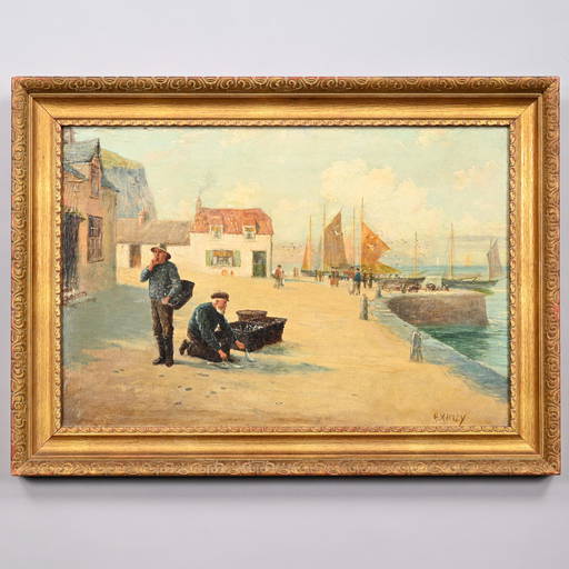 Haydn Reynolds Mackey Pair Fishermen On The Dock