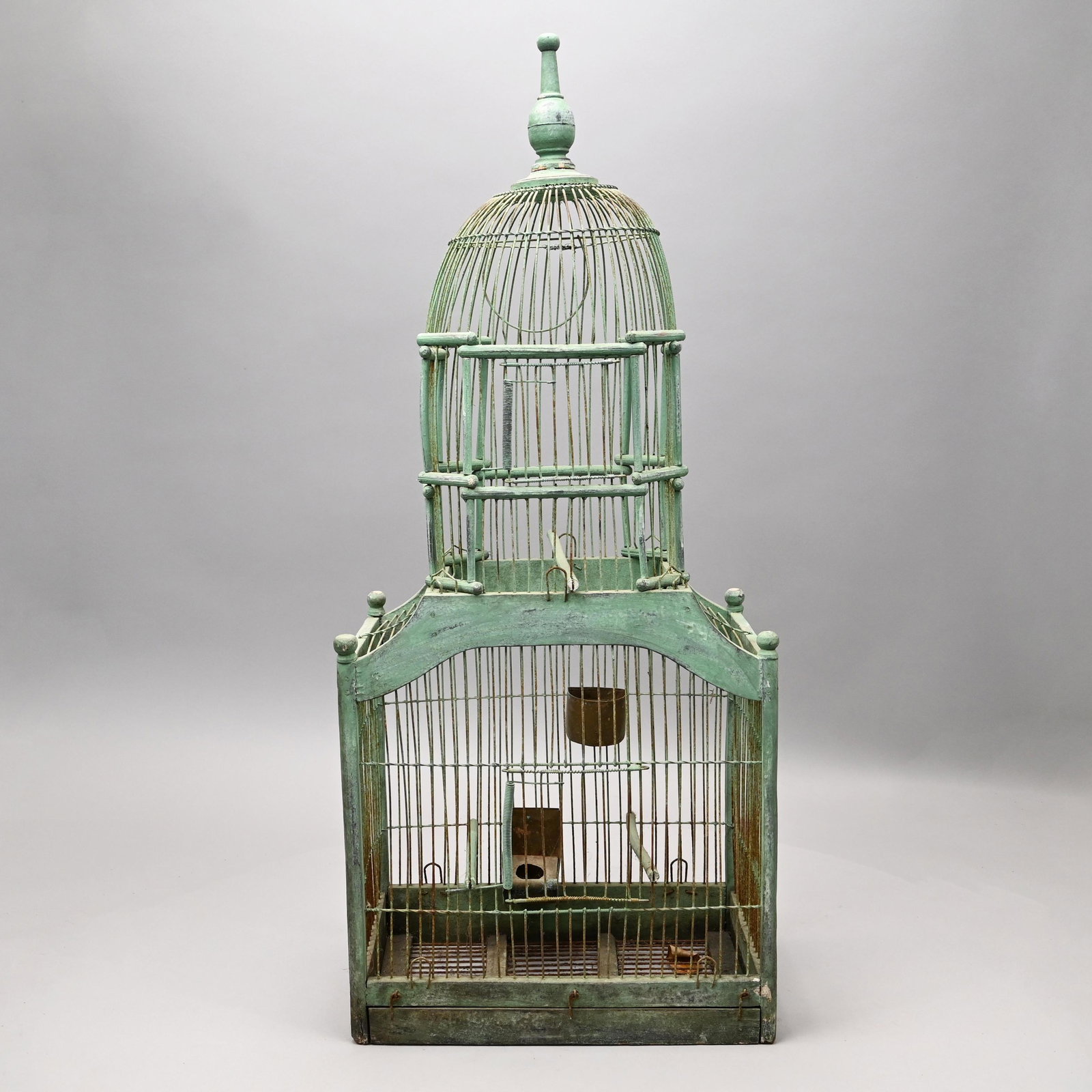 Painted Wood and Wire Architectural Birdcage (1 of 10)