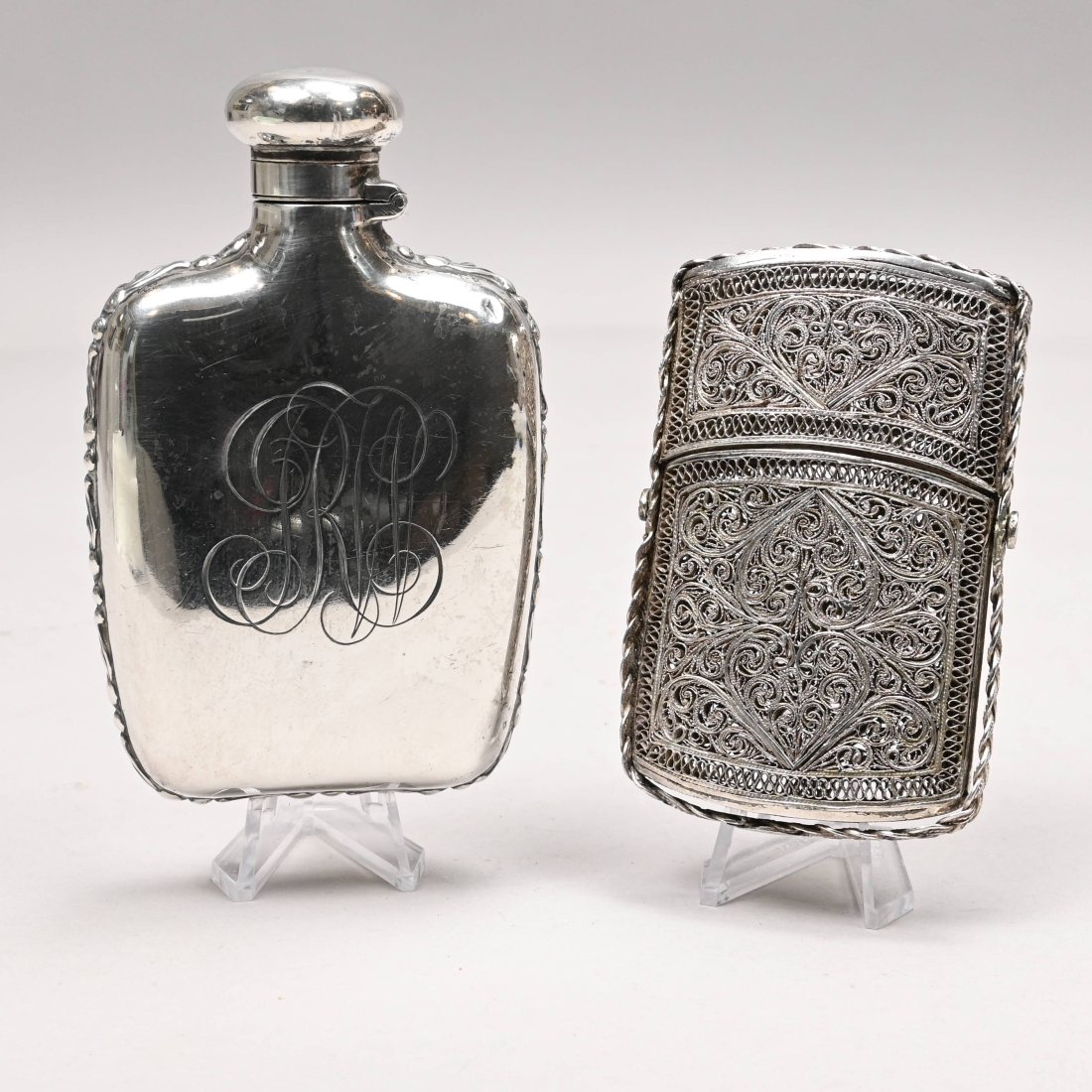 Silver Cigarette Case and Sterling Silver Flask (1 of 7)