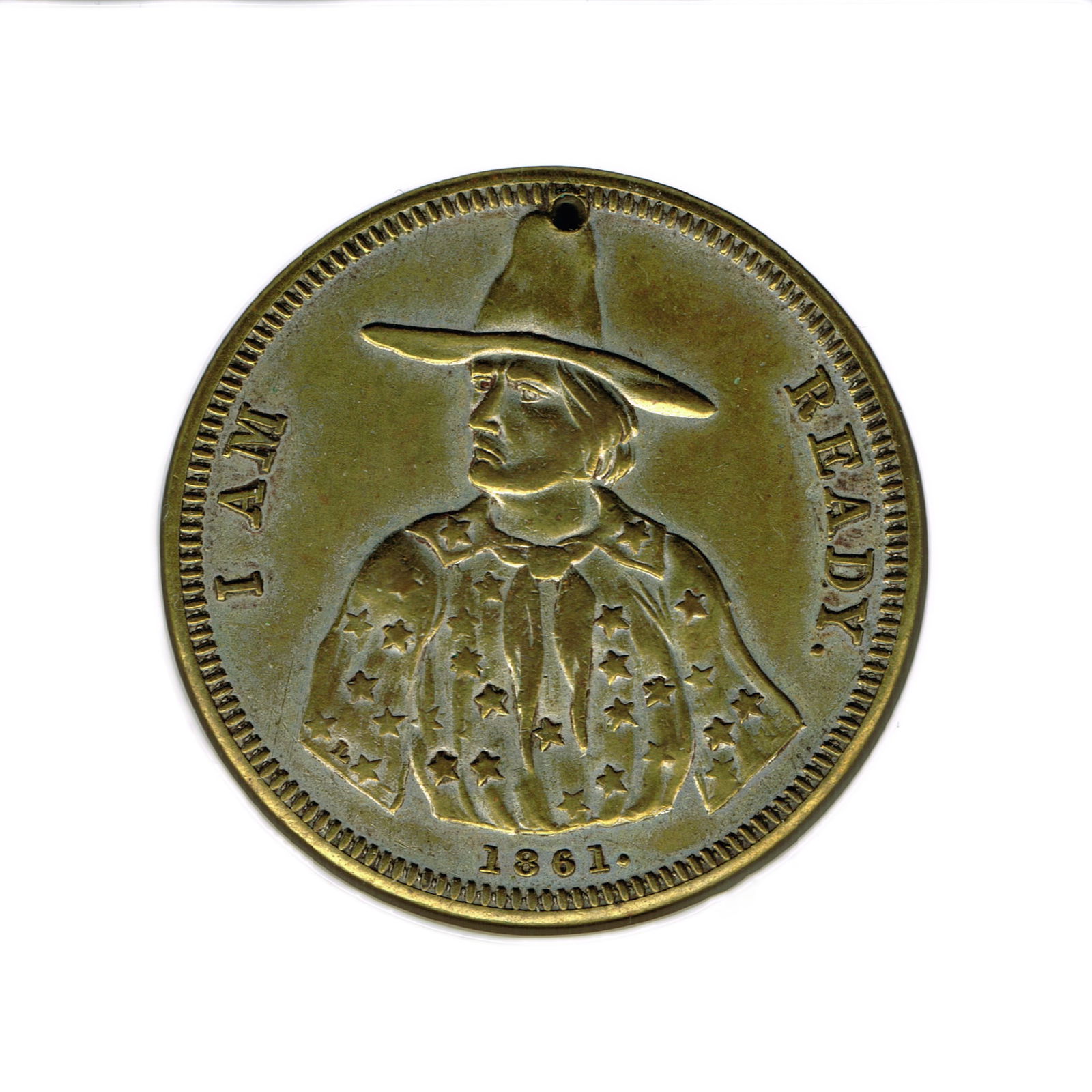 1861 "I AM READY" Civil War Token, F-147/227b (1 of 2)