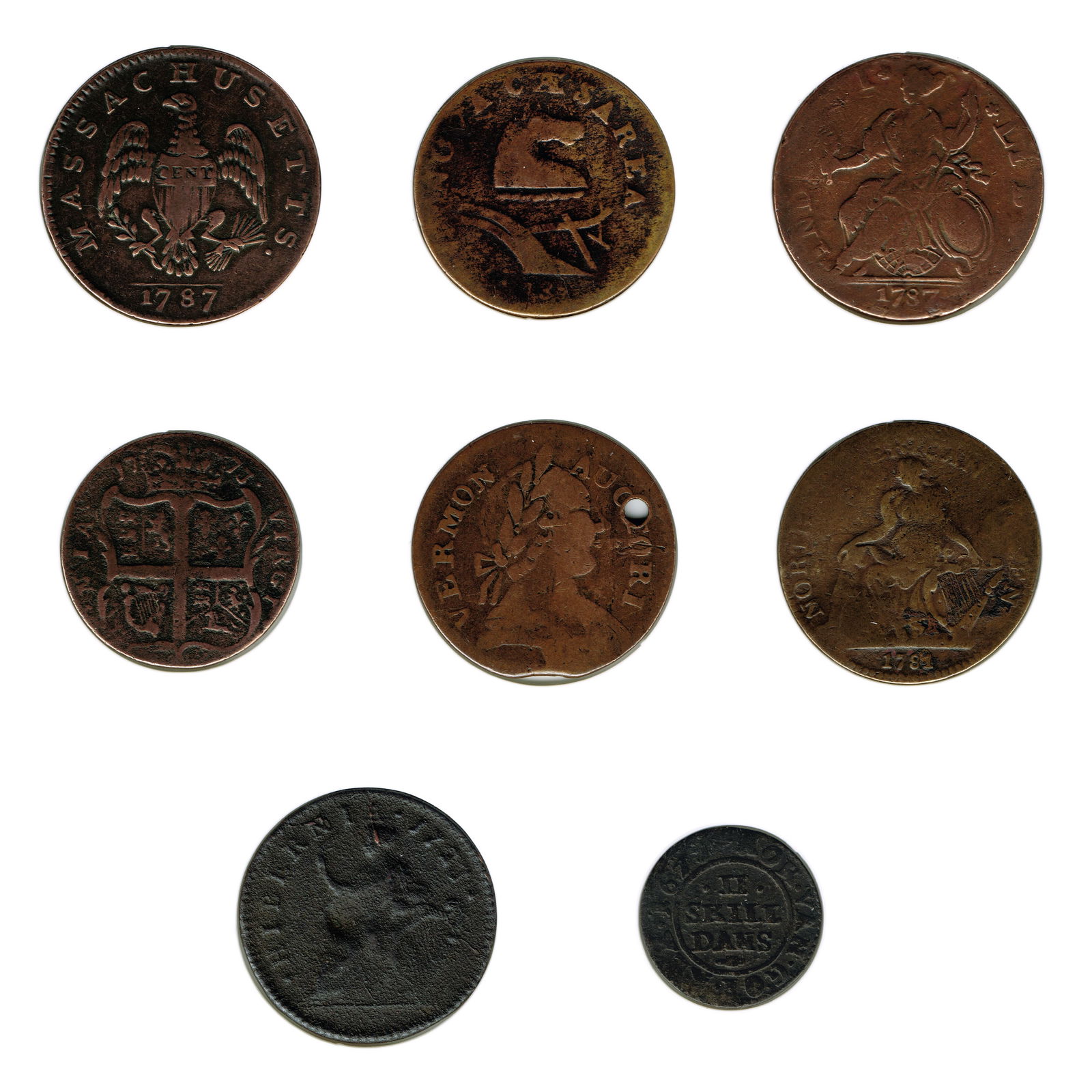 Seven Colonial and Post-Colonial Copper Coins (1 of 5)