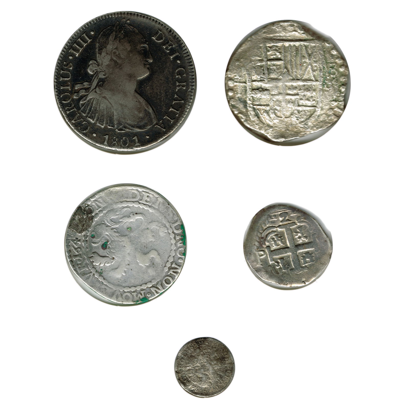 Lot of Five 17th & 18th Century Coins (1 of 2)