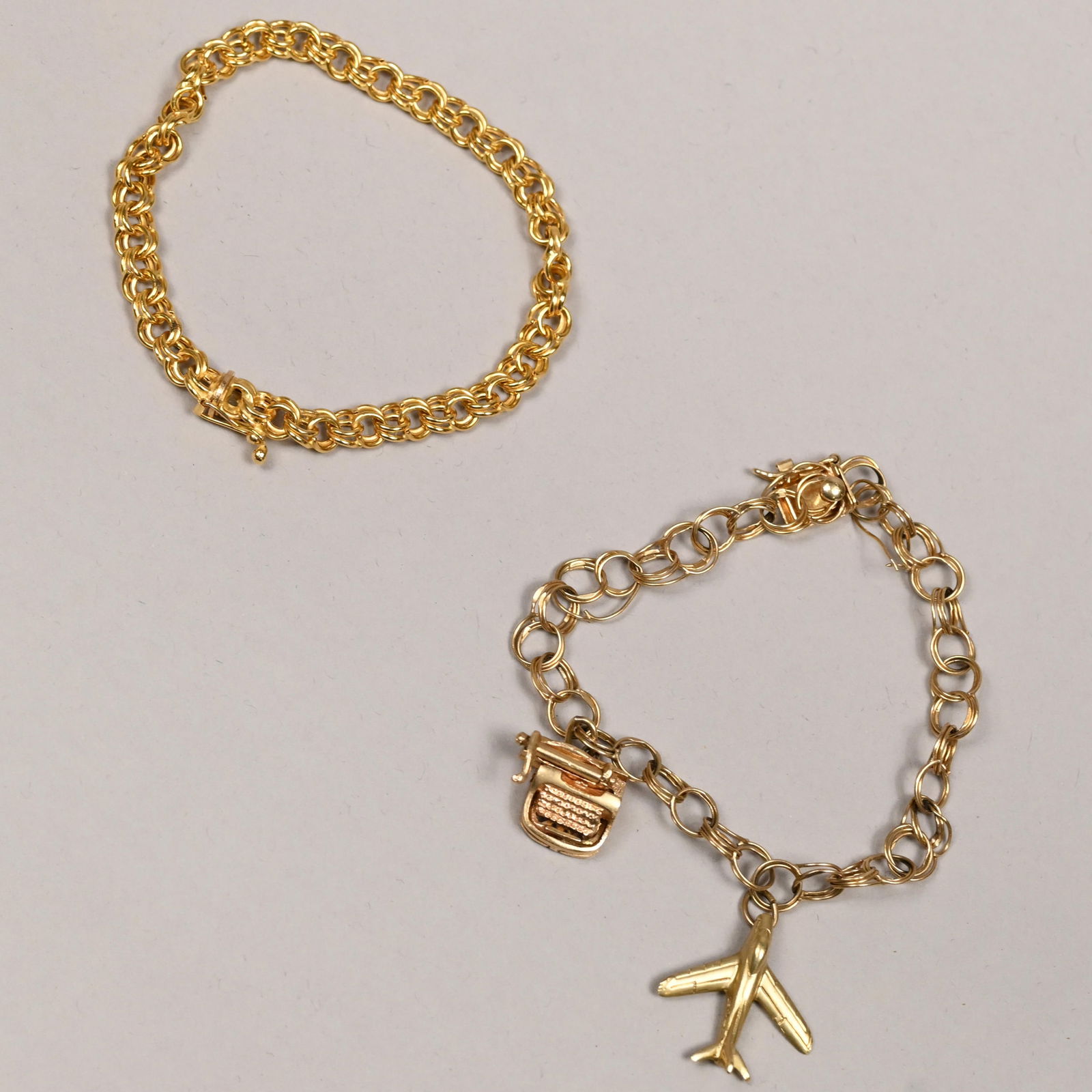 14K Yellow Gold Charm Bracelet and a 14K Bracelet (1 of 4)