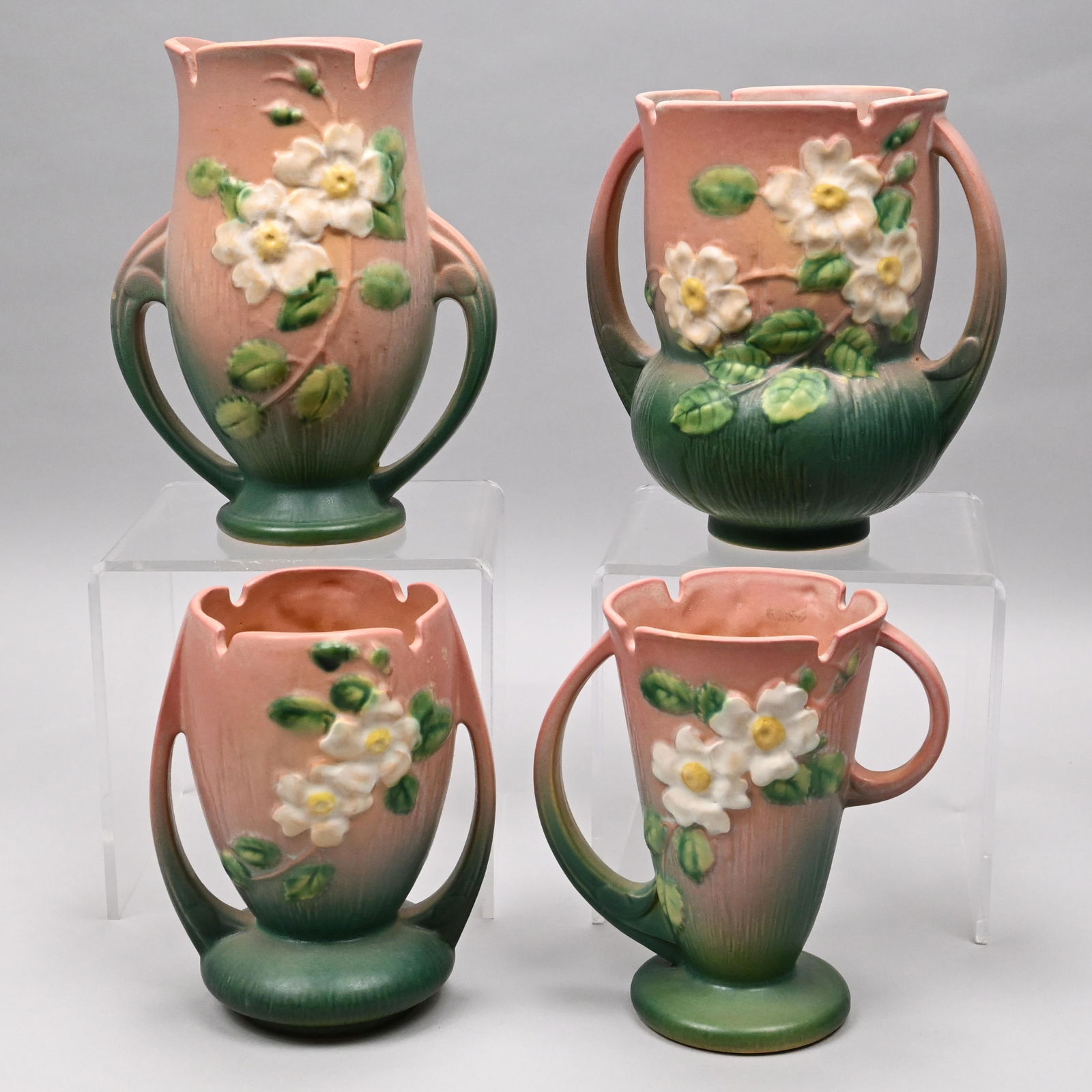 Four Roseville Pottery 'White Rose' Vases (1 of 12)