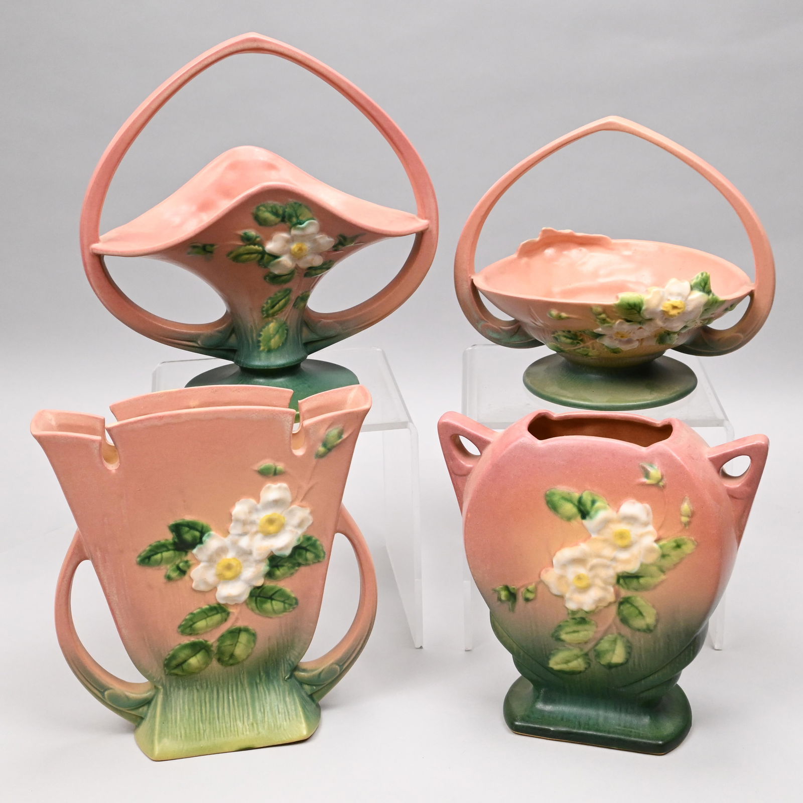 Four Roseville Pottery 'White Rose' Wares (1 of 12)