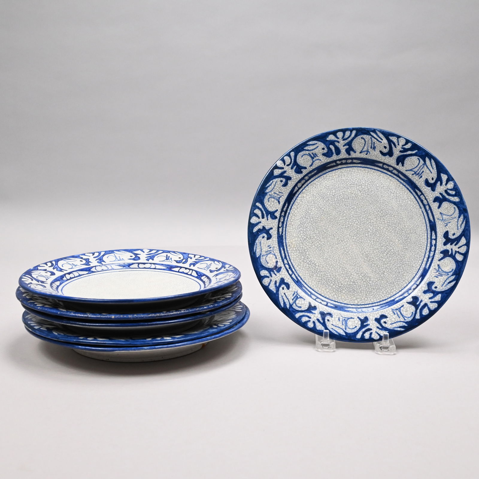 Six Dedham Pottery Plates, Dedham, Mass.,1896-1928 (1 of 13)