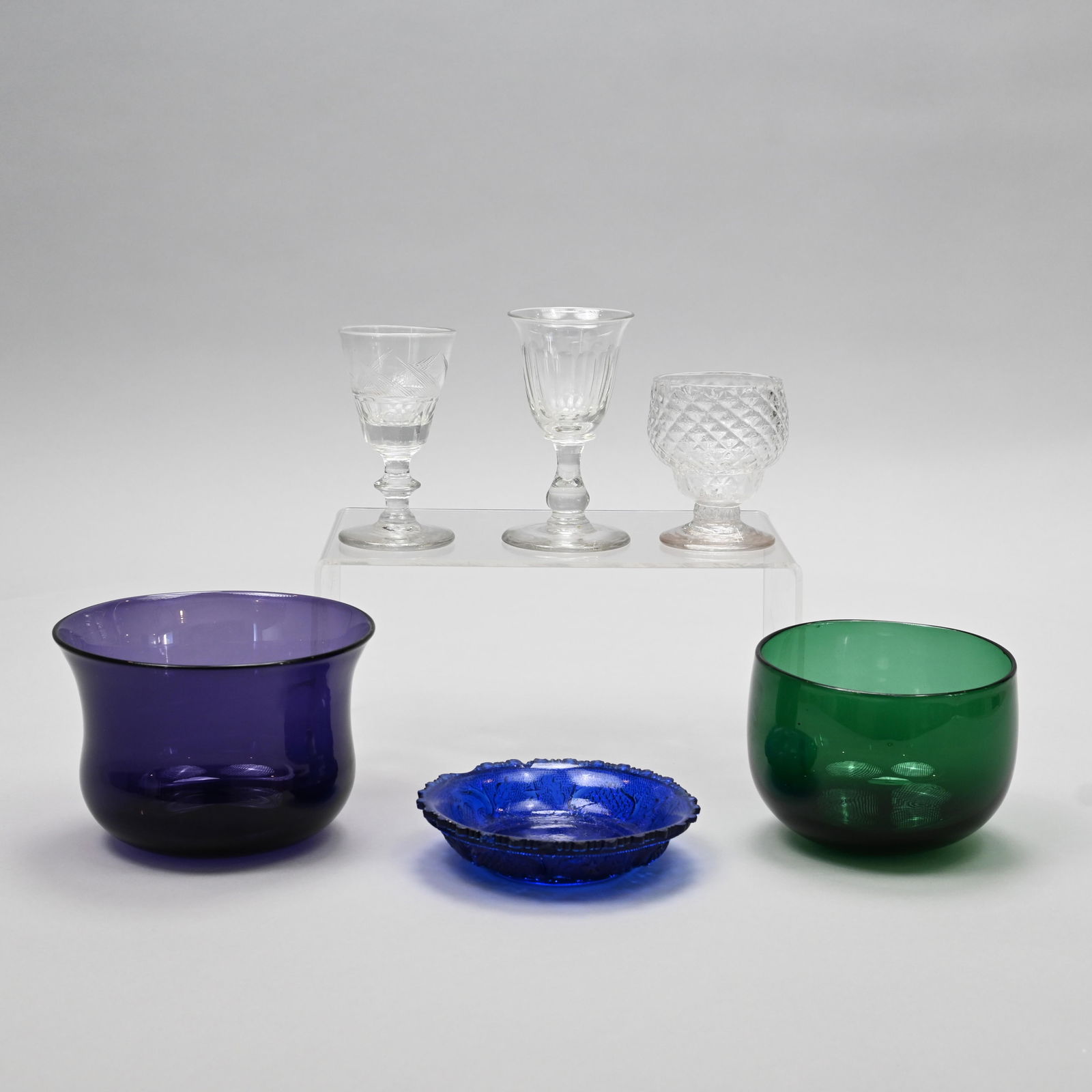 Six Blown Pattern-Molded and Cut Glass Vessels (1 of 20)