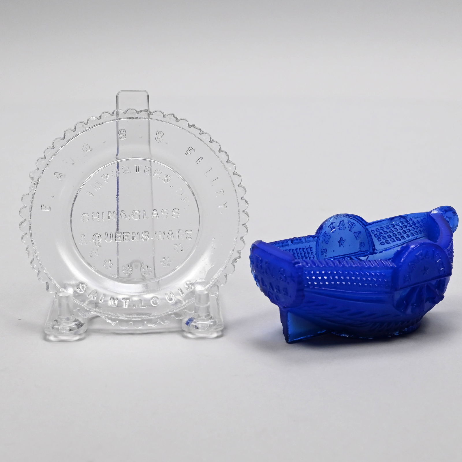 Rare Boston & Sandwich Blue 'Lafayet' Salt Dish (1 of 11)