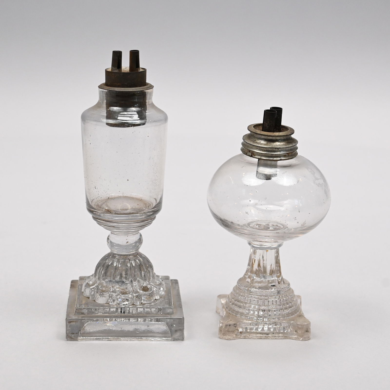 Two New England Blown & Pressed Glass Fluid Lamps (1 of 5)