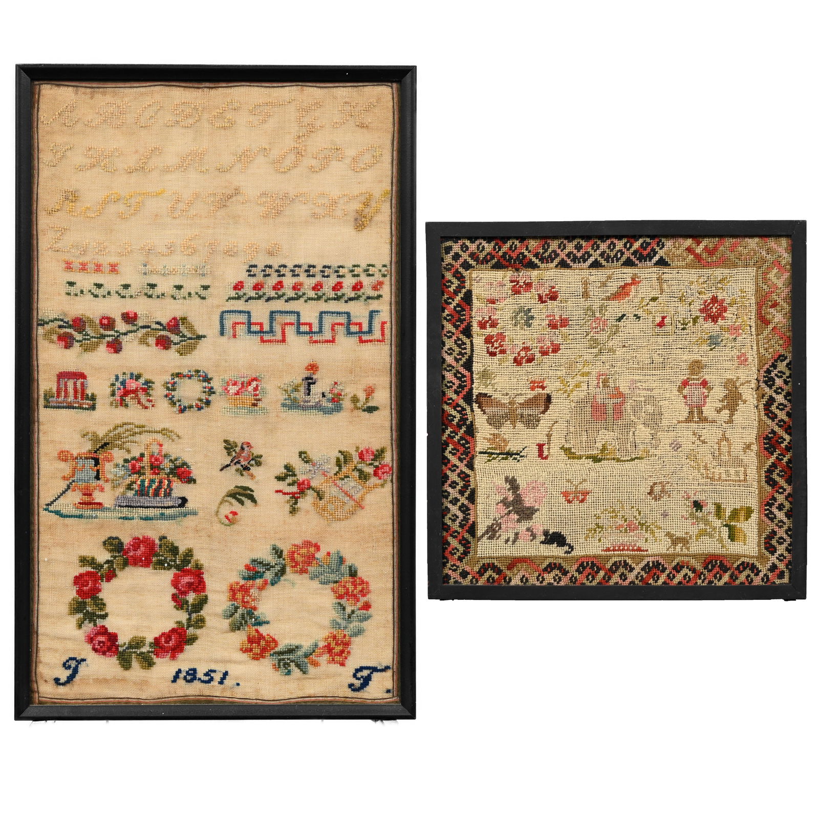 Two English Needlework Samplers,Nineteenth Century (1 of 6)
