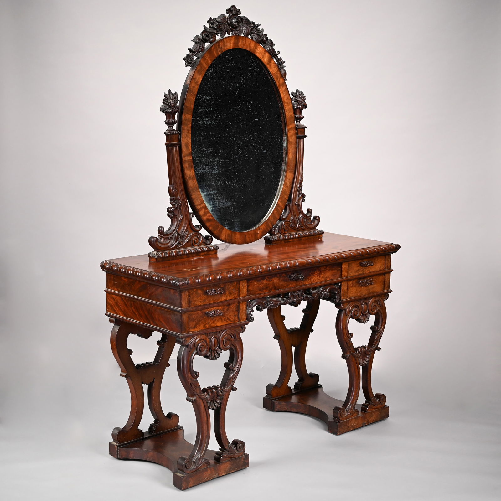 Rococo Revival Carved Rosewood Dressing Table (1 of 15)