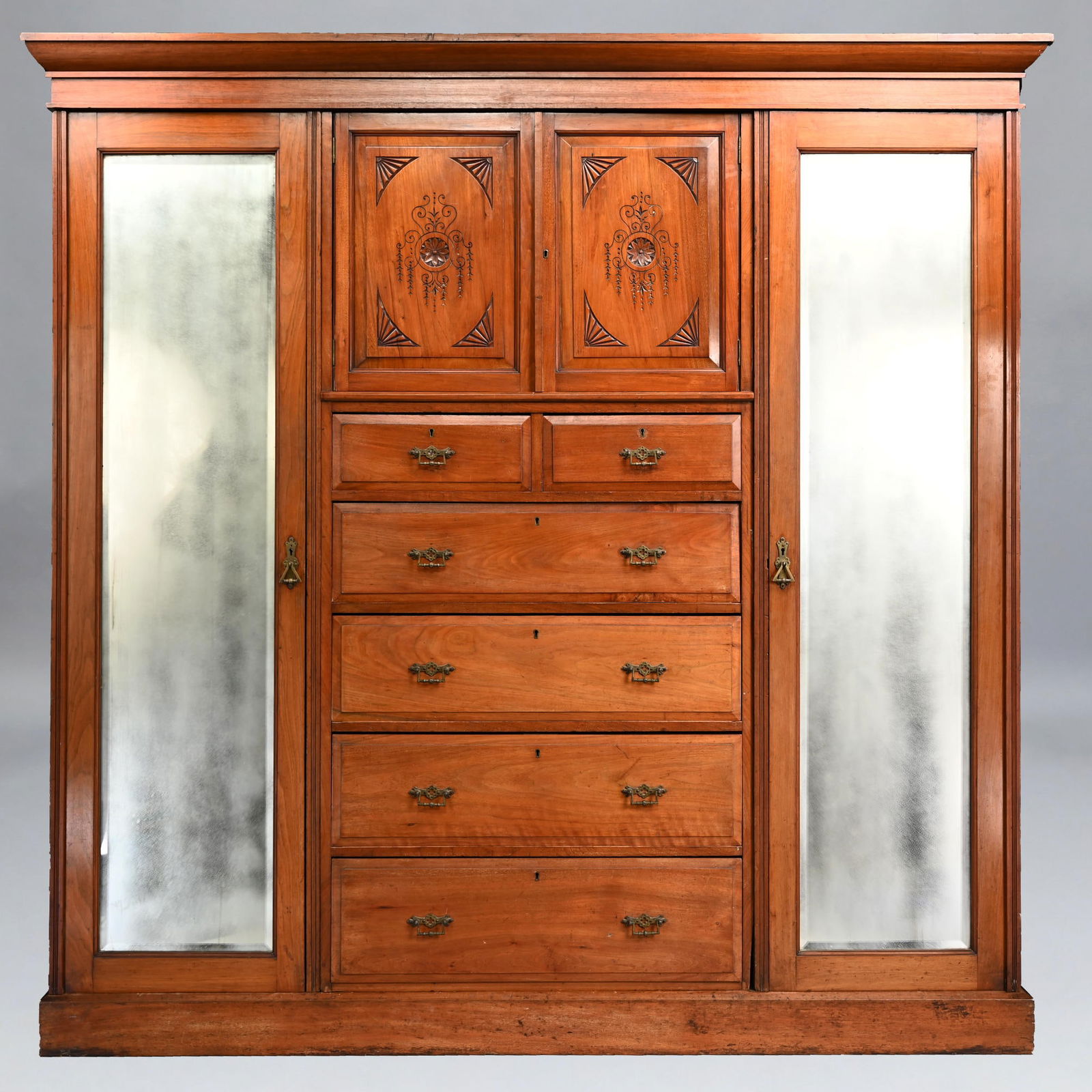 English Aesthetic Movement Walnut Wardrobe (1 of 7)