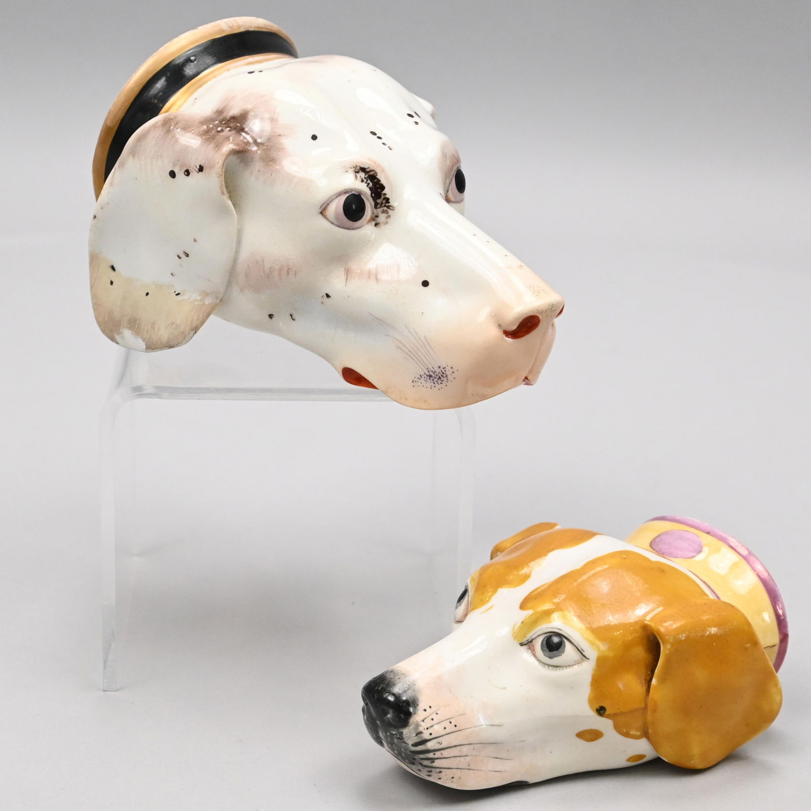 Two Staffordshire Hound's Head Stirrup Cups (1 of 15)