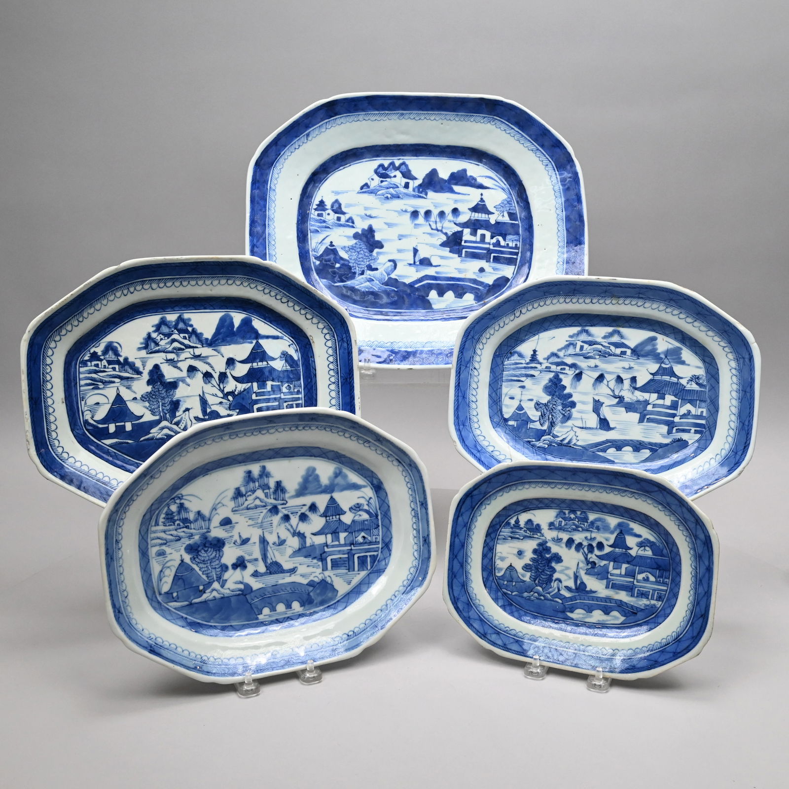Five Chinese Export Canton Graduated Platters (1 of 13)
