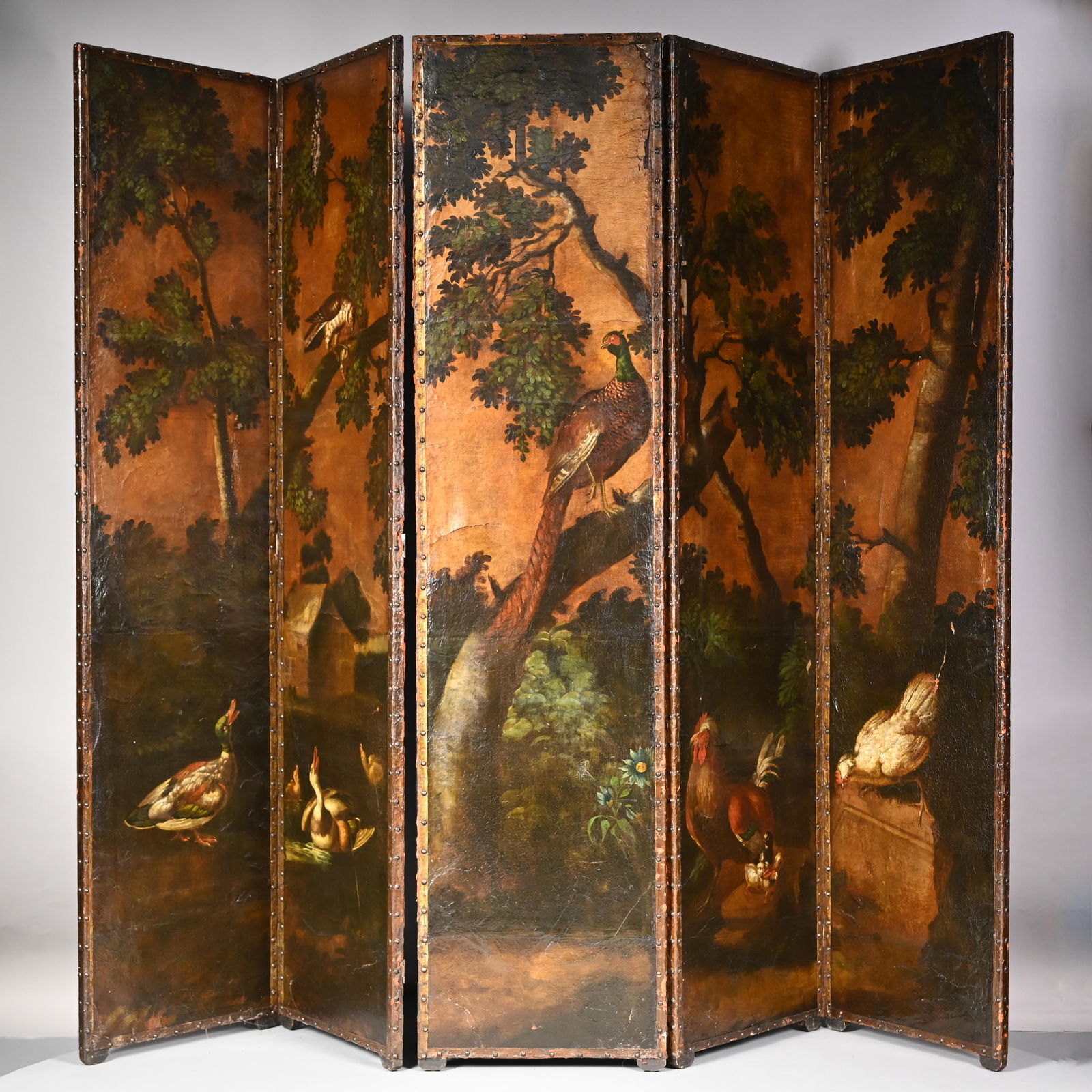 Continental Painted Canvas Five-Panel Room Divider (1 of 7)