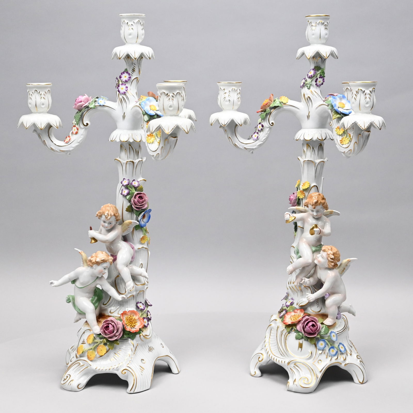 Pair German Porcelain Candelabra, Von Schierholz (1 of 13)