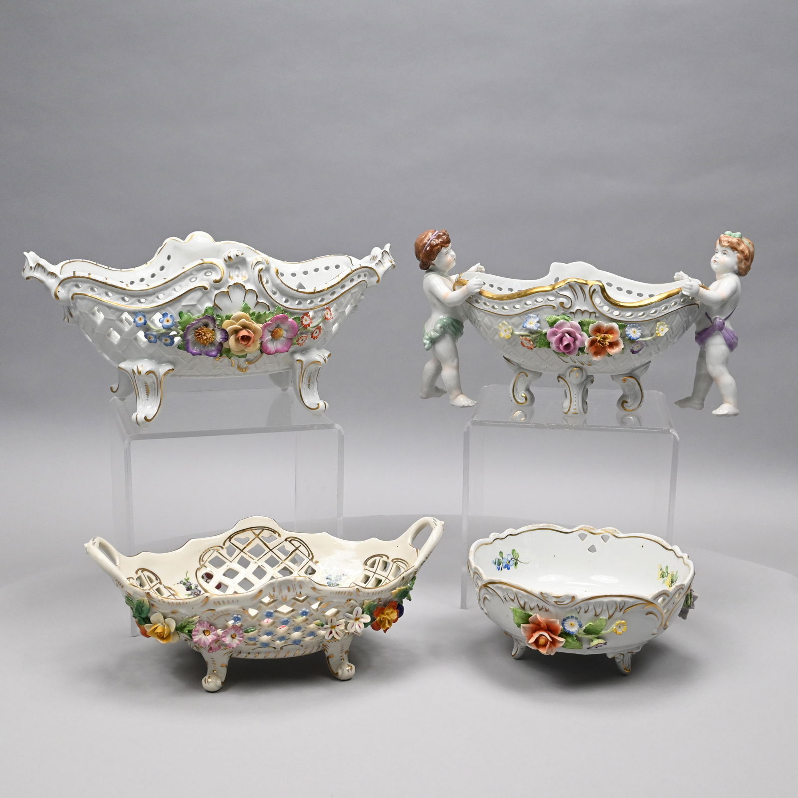Four German Porcelain Centerpiece Baskets & Bowls (1 of 18)