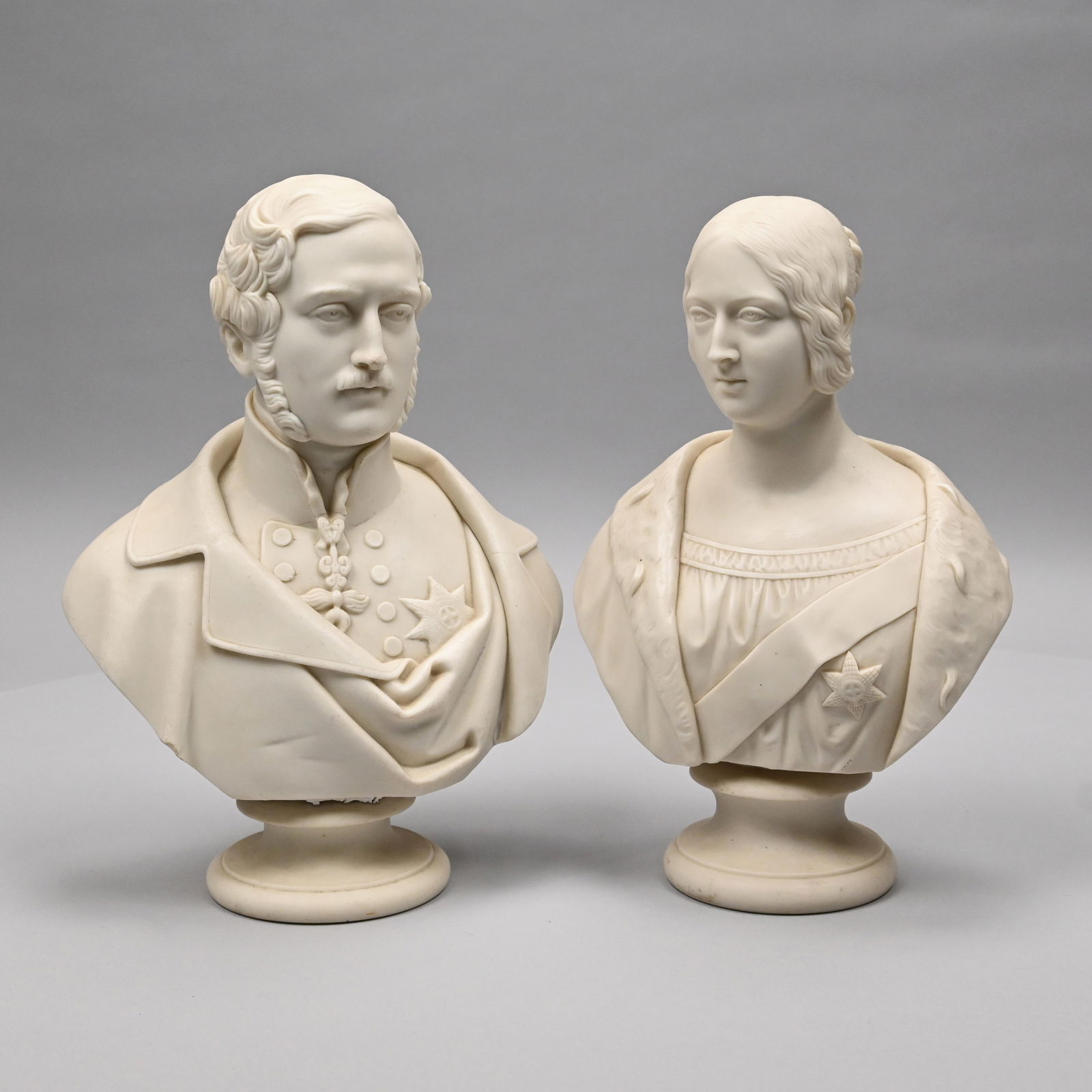 Prince Albert & Queen Victoria, Pair Parian Busts (1 of 12)