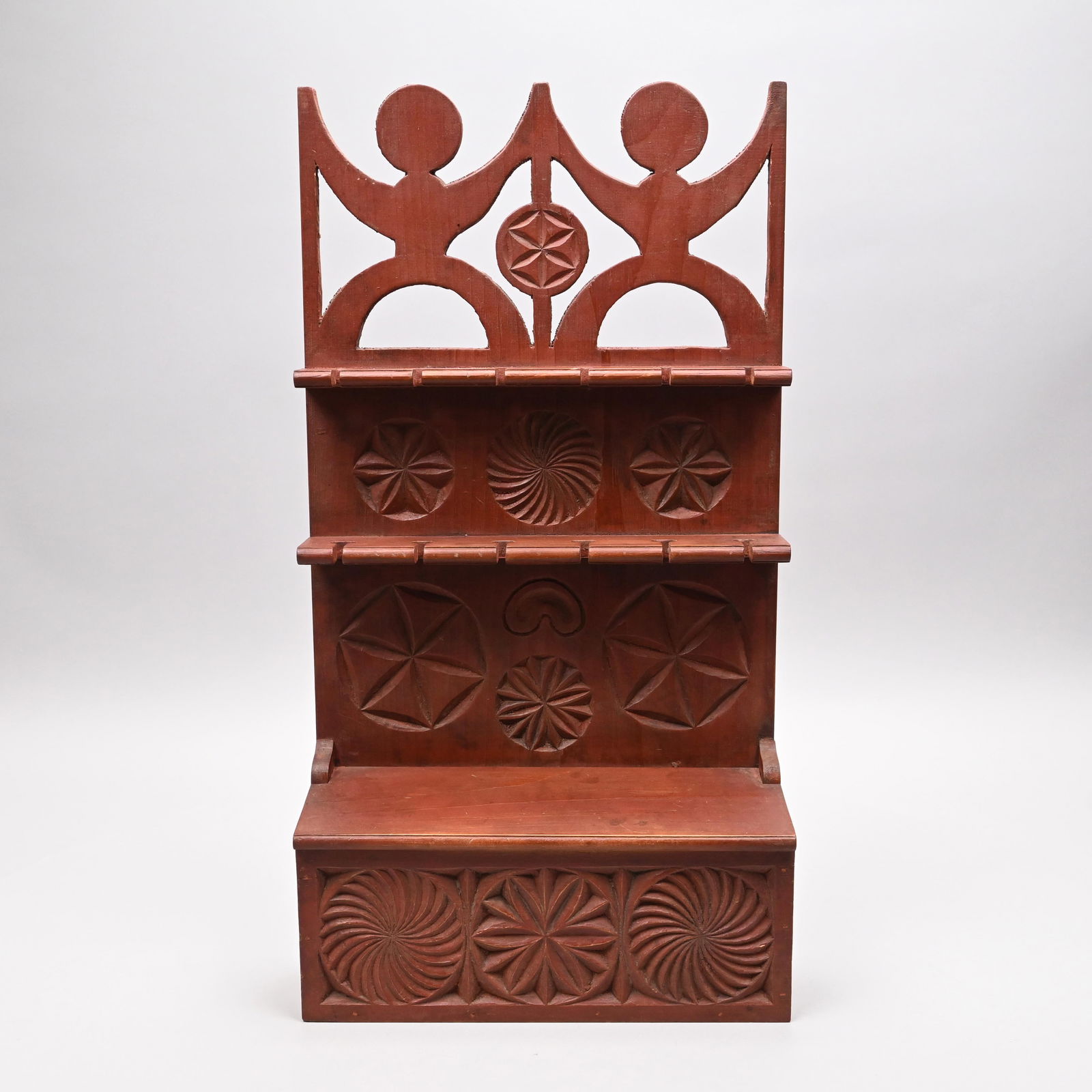 Eldred Wheeler Chip-Carved Spoon Rack in Red Paint (1 of 11)