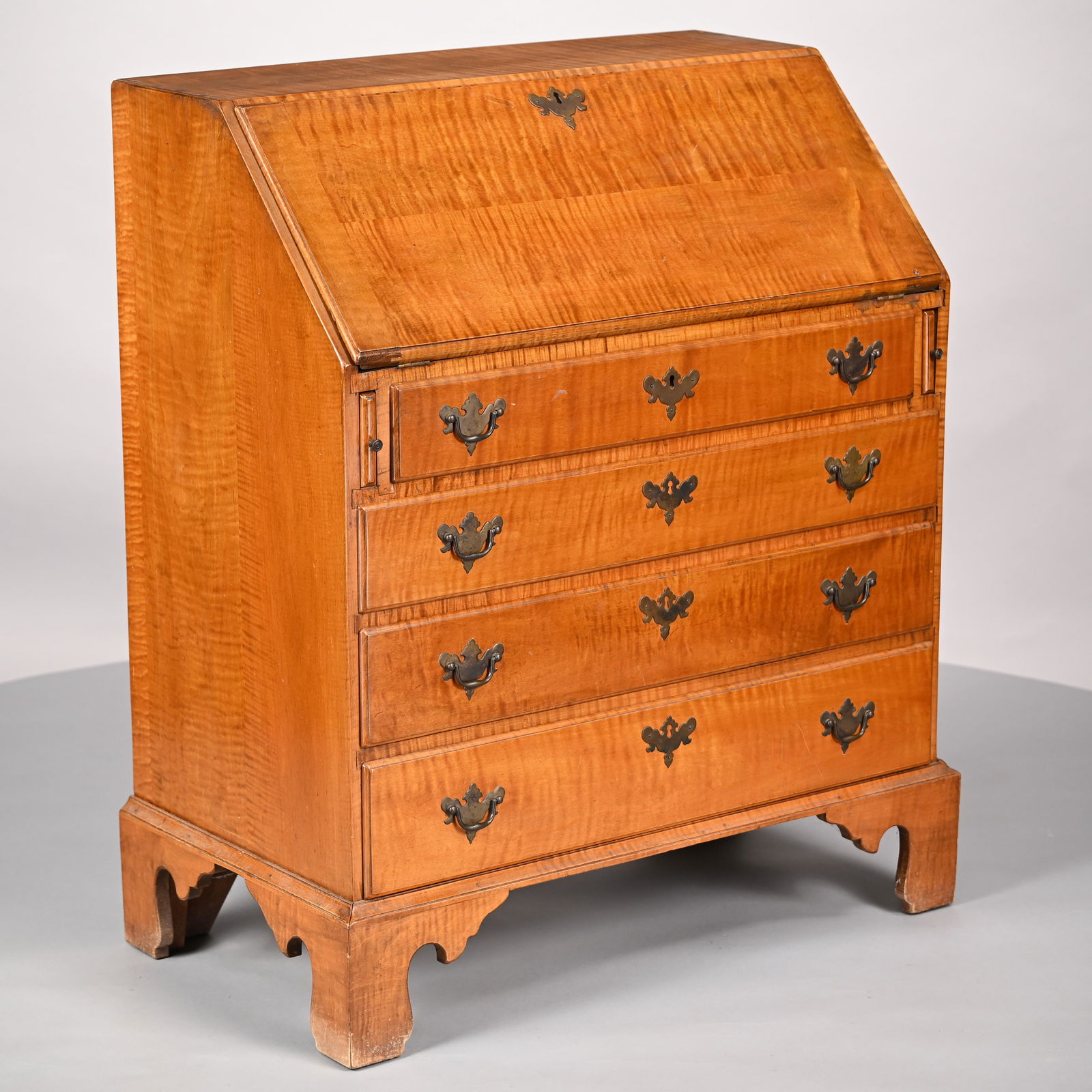 Colonial Revival Chippendale Tiger Maple Desk (1 of 9)