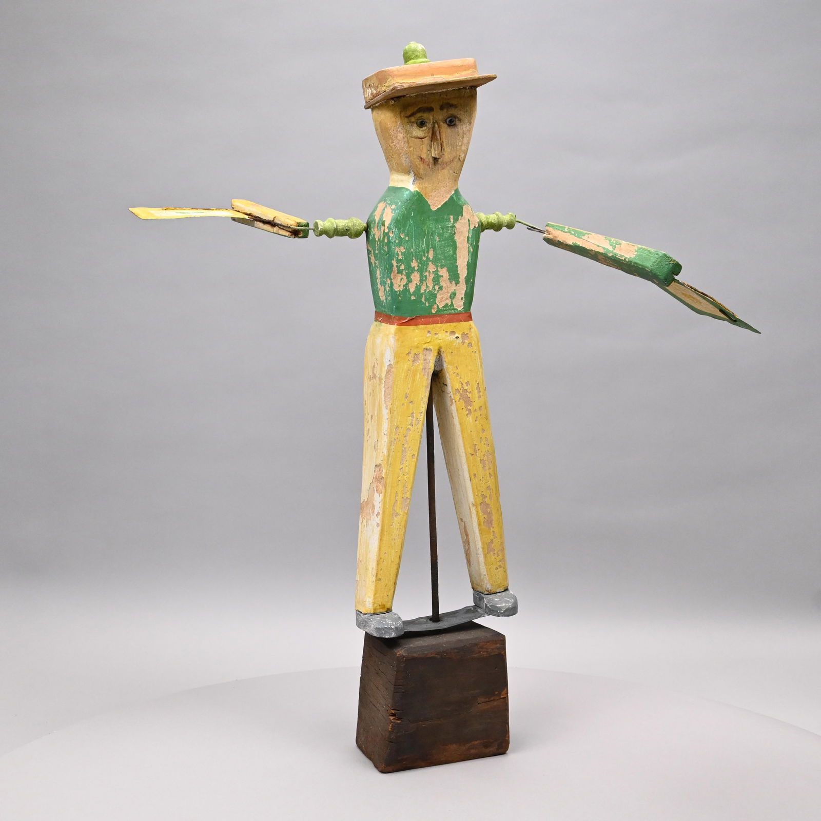 Folk Art Painted Wood and Metal Sailor Whirligig (1 of 5)