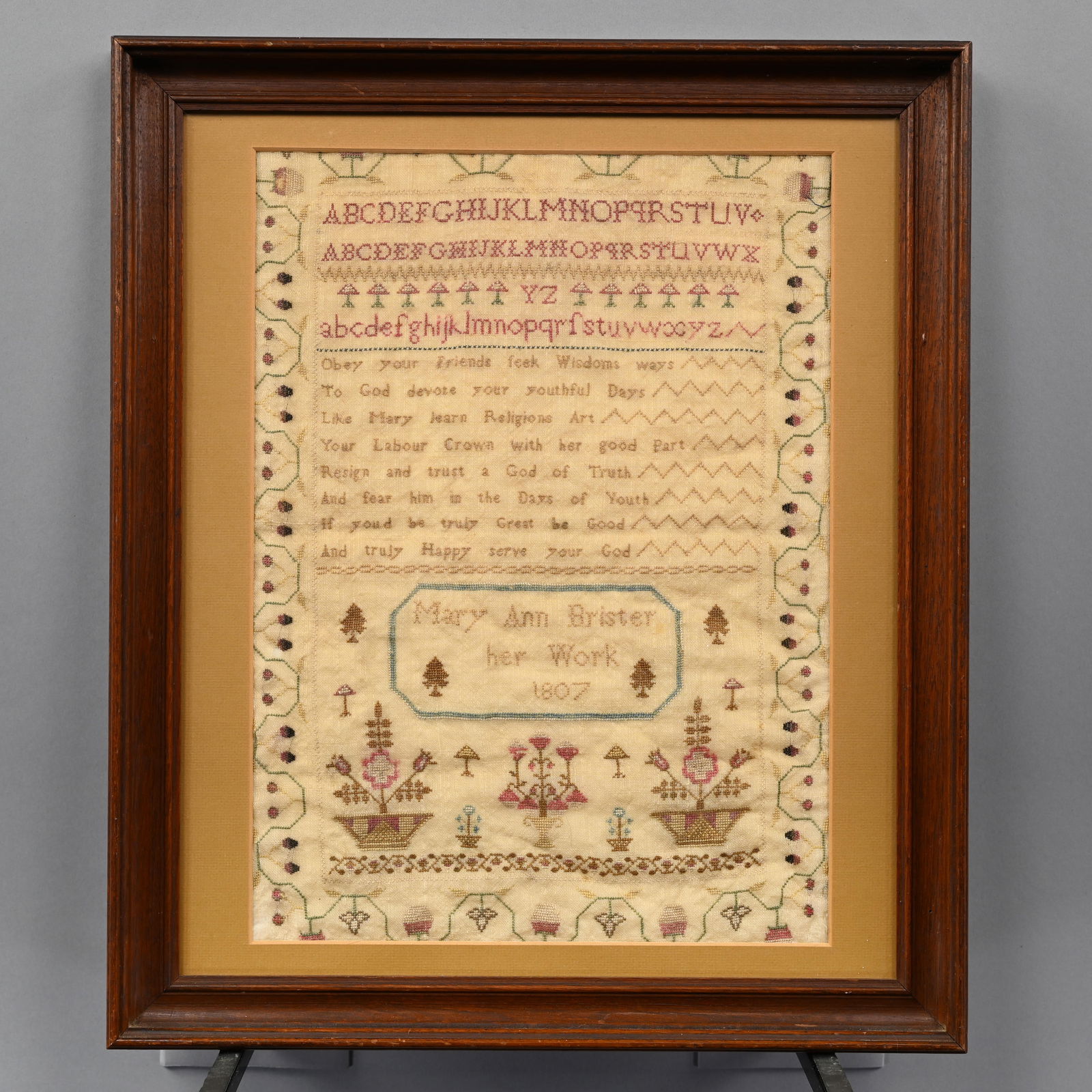Mary Ann Brister's English Needlework Sampler,1807 (1 of 2)