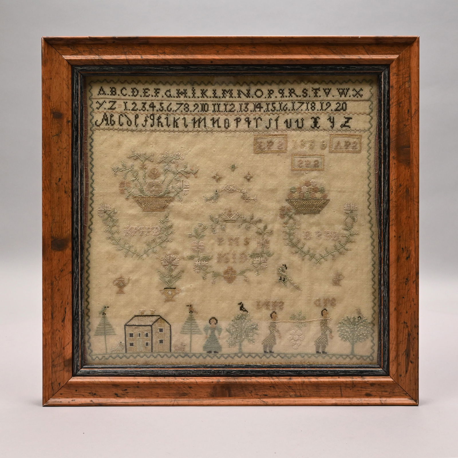Needlework Sampler, Possibly Swedish, Dated 1838 (1 of 3)