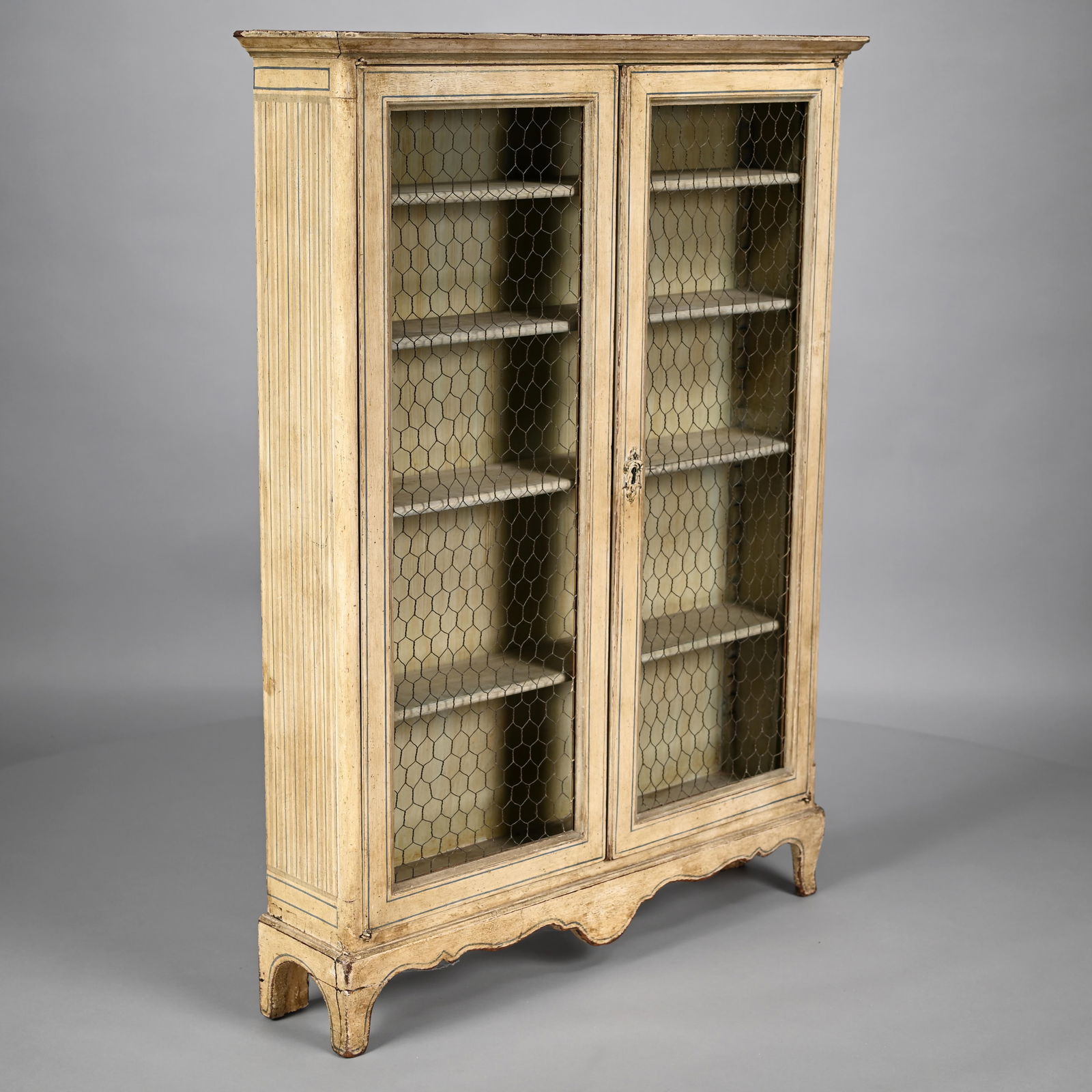 Louis XV Style Paint-Decorated Wire-Front Cupboard (1 of 9)