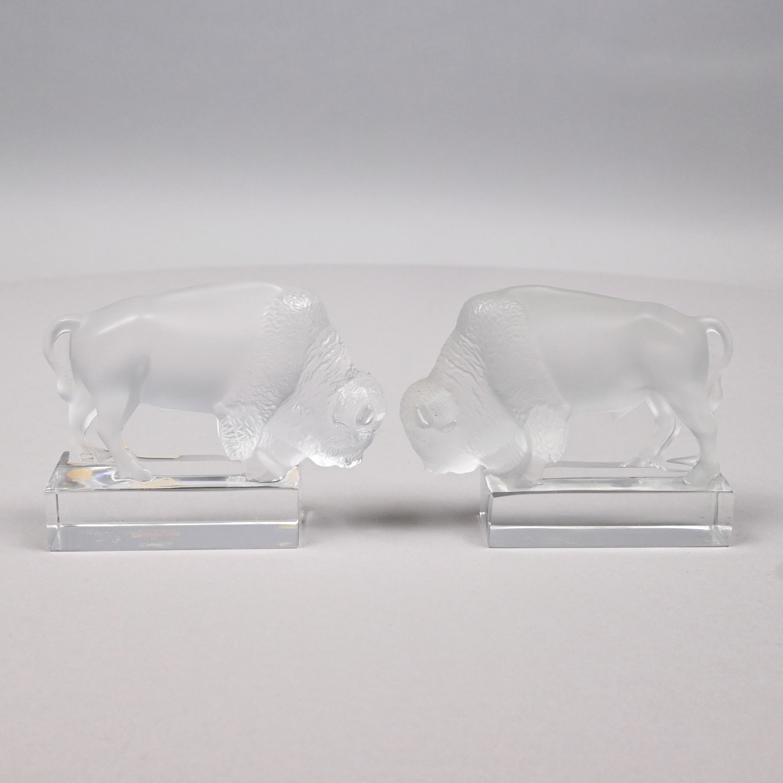 Two Lalique Crystal Paperweight Figures of Buffalo (1 of 17)