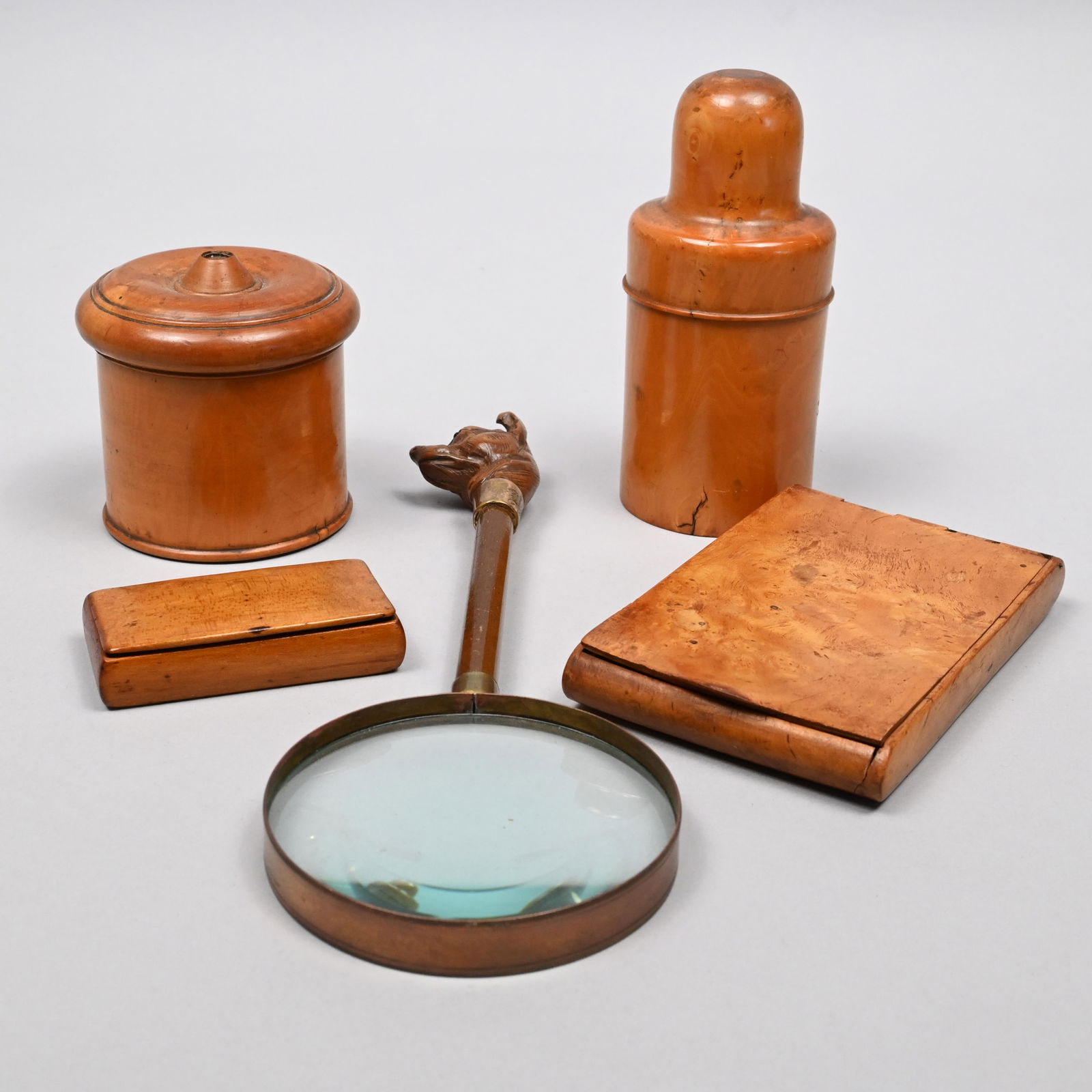 Four English Treenware Articles & Magnifying Glass (1 of 14)